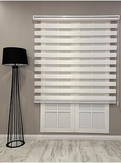 Bambu Zebra Stor Güneşlik Perde, Beyaz, 60 x 200