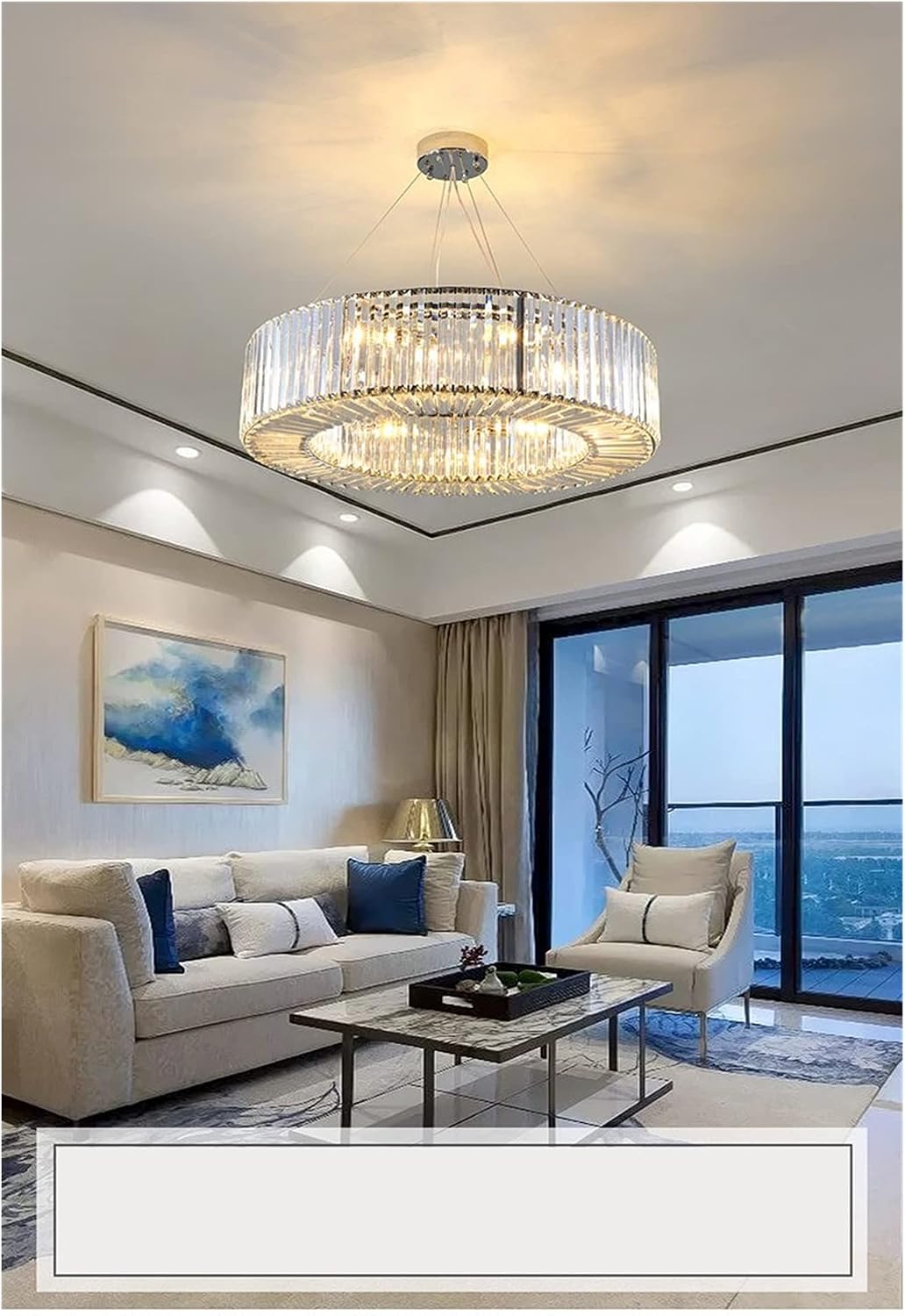Luxury Modern Crystal Living Room Decoration Hanging Light Fixture Home Decor Led Cristal Lustre (Colour: ColdWhite Size: Dia60cm) (Warm White Dia80cm) image 5
