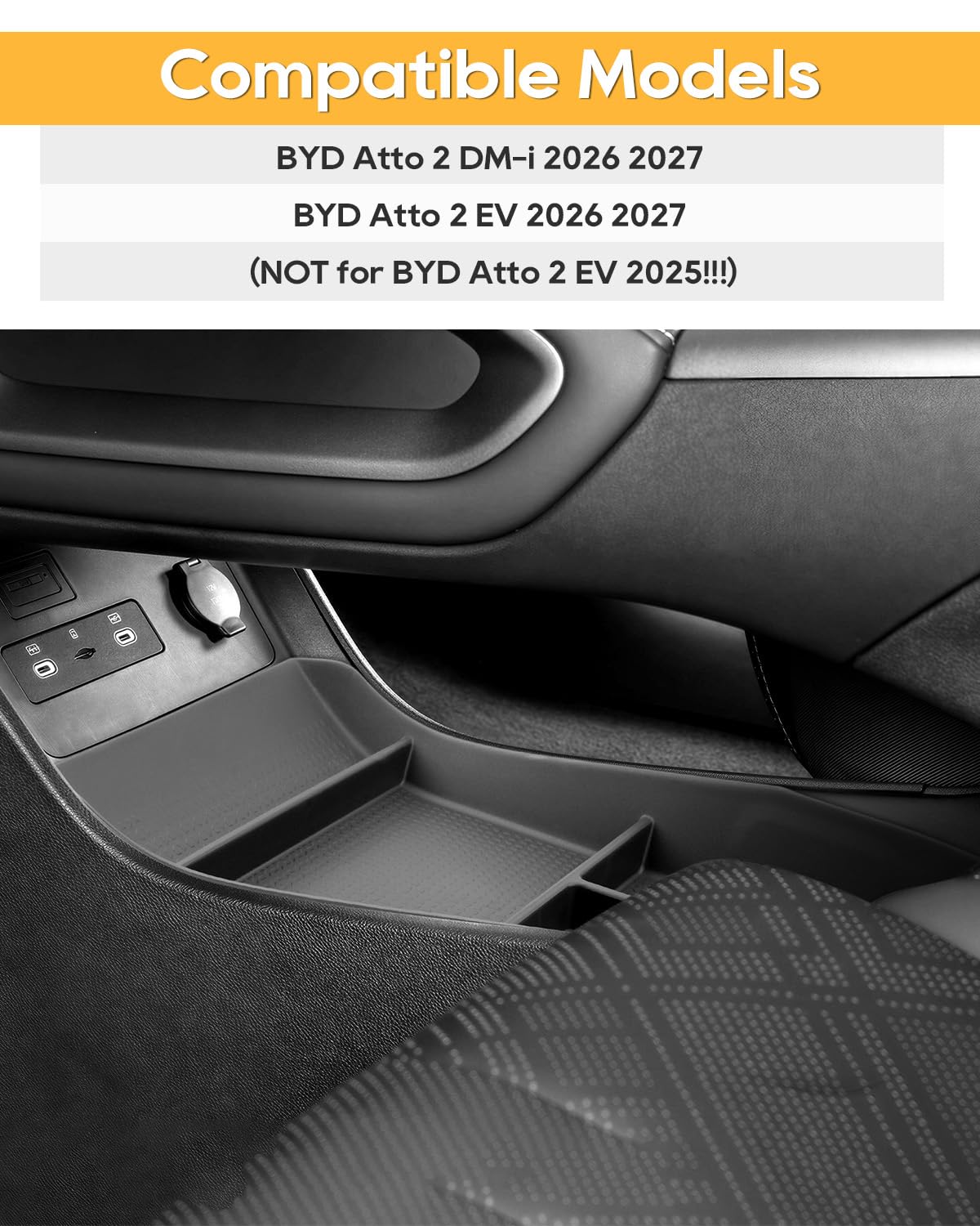 YEE PIN Vassoio portaoggetti sotto la console centrale per BYD Atto 2 EV DM-i 2026 (non per Atto 2 2025), console centrale, scatola inferiore per controllo centrale, organizer per Atto 2 DM-i EV 2026