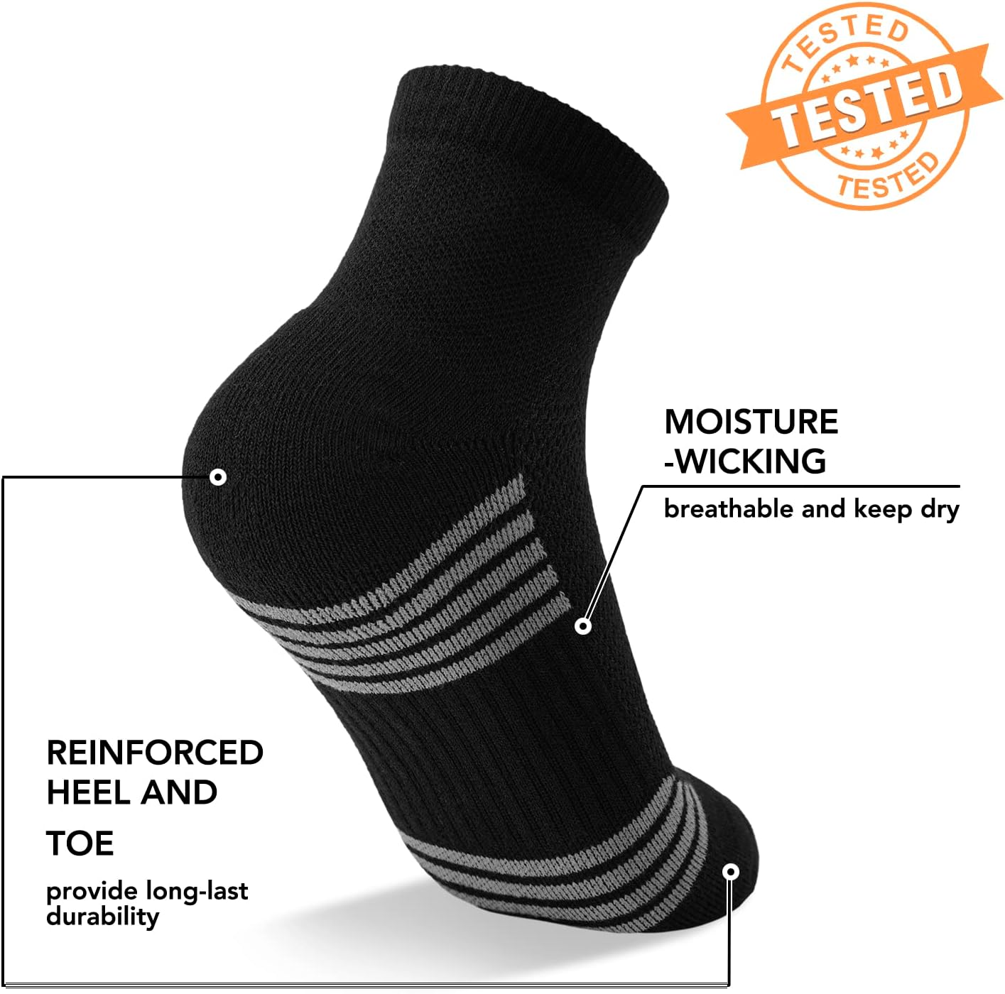 5 Pairs Copper Compression Socks for Women & Men - Ankle Plantar Fasciitis Arch Support Running Socks for Athletic - Image 5