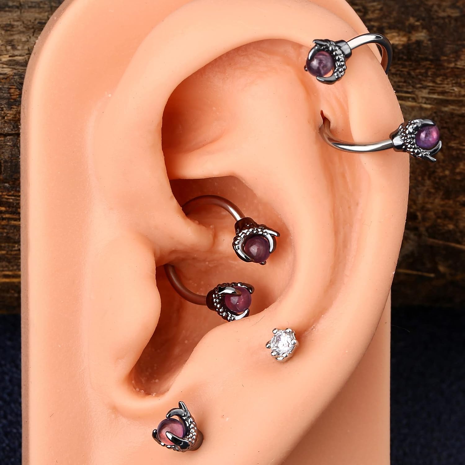 OUFER 3PCS Cartilage Earrings, 316L Surgical Steel Mixed Earrings with Dragon Claw Twist Helix Earring Ear Body Piercing Jewelry Tragus Earring - Image 6