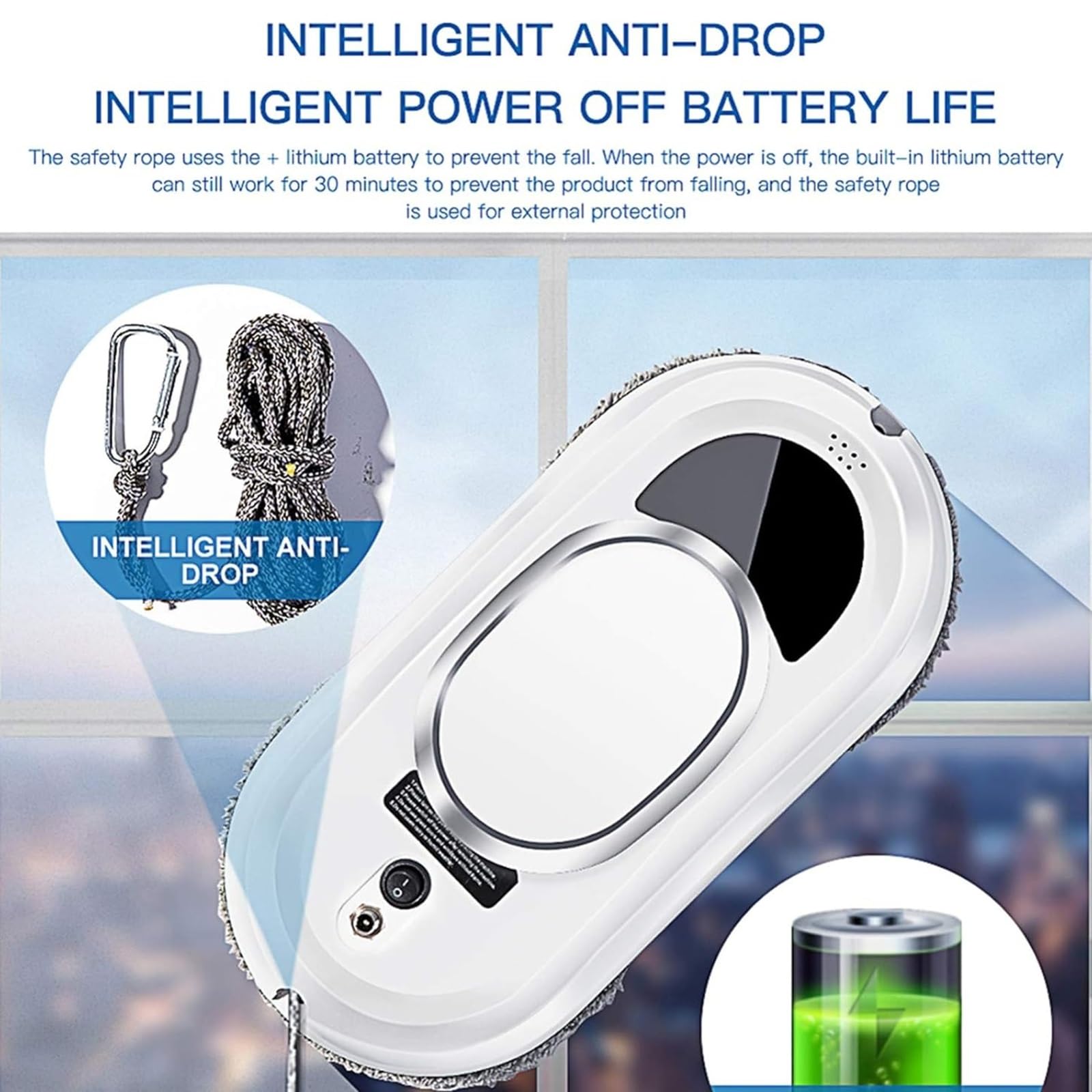 Window robotbest robot lavavetri Aspirapolvere intelligente anti-caduta e spegnimento della batteria con telecomando per finestre/porte in vetro/piastrelle