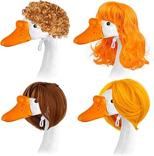 4Pcs Porch Goose Outfit, Porch Goose Wigs for Gooses, Plastic Gooses Decor for Lawn and Garden