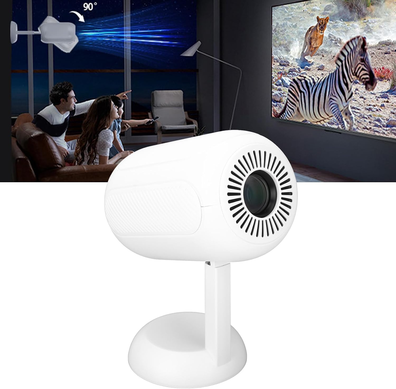 4K Mini Projector with AI Voice Control, Electronic Trapezoidal Correction, Fidelity Connectivity, HD Multimedia Interface, for Vivid Colors (US Plug)