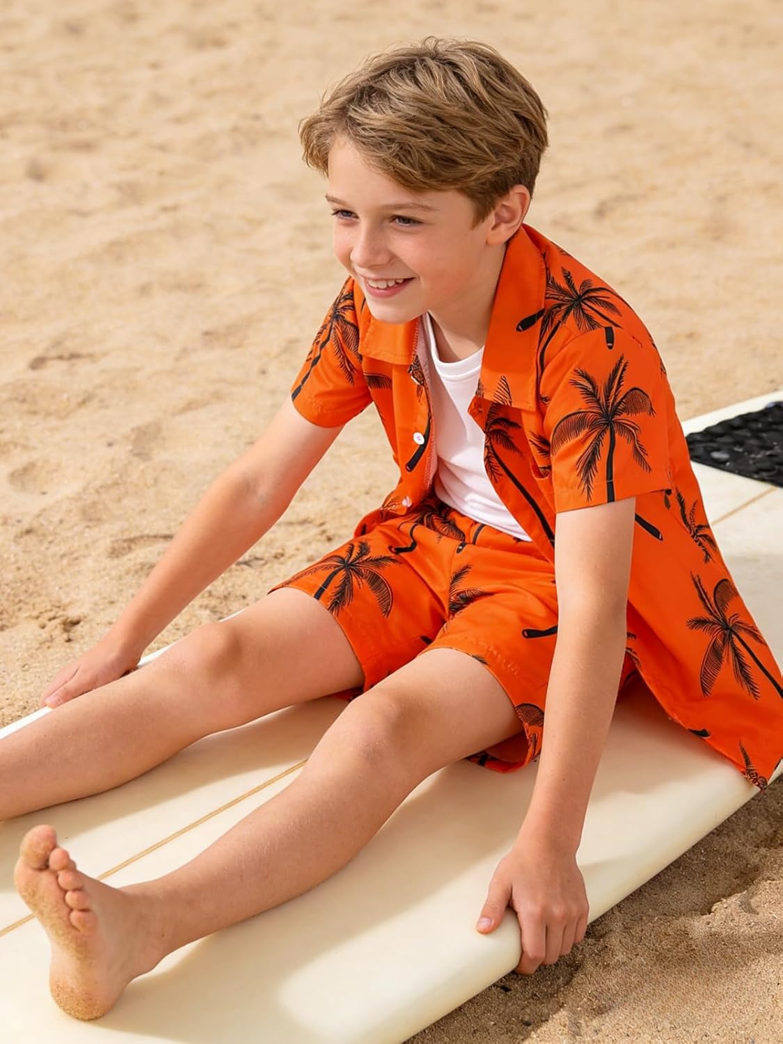 7-14 Years Boys Clothes 2 Piece Outfits Hawaiian Vacation Beach Short Sleeve Button Down Shirt and Shorts Sets - Image 6
