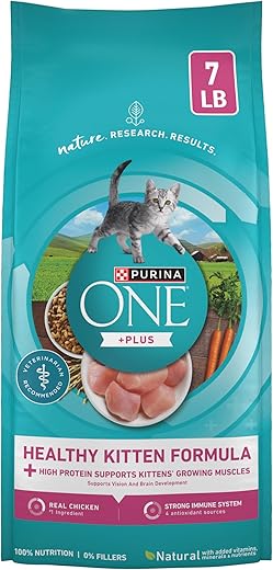 Purina ONE High Protein, Natural Dry Kitten Food, +Plus Healthy Kitten Formula – 7 lb. Bag