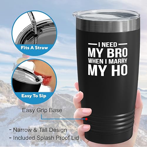 Miniatura 4 de Vaso de propuesta de padrinos de boda de 20 onzas, color negro, Need My Bro, regalo para padrinos de boda, propuesta de boda, novio, despedida de