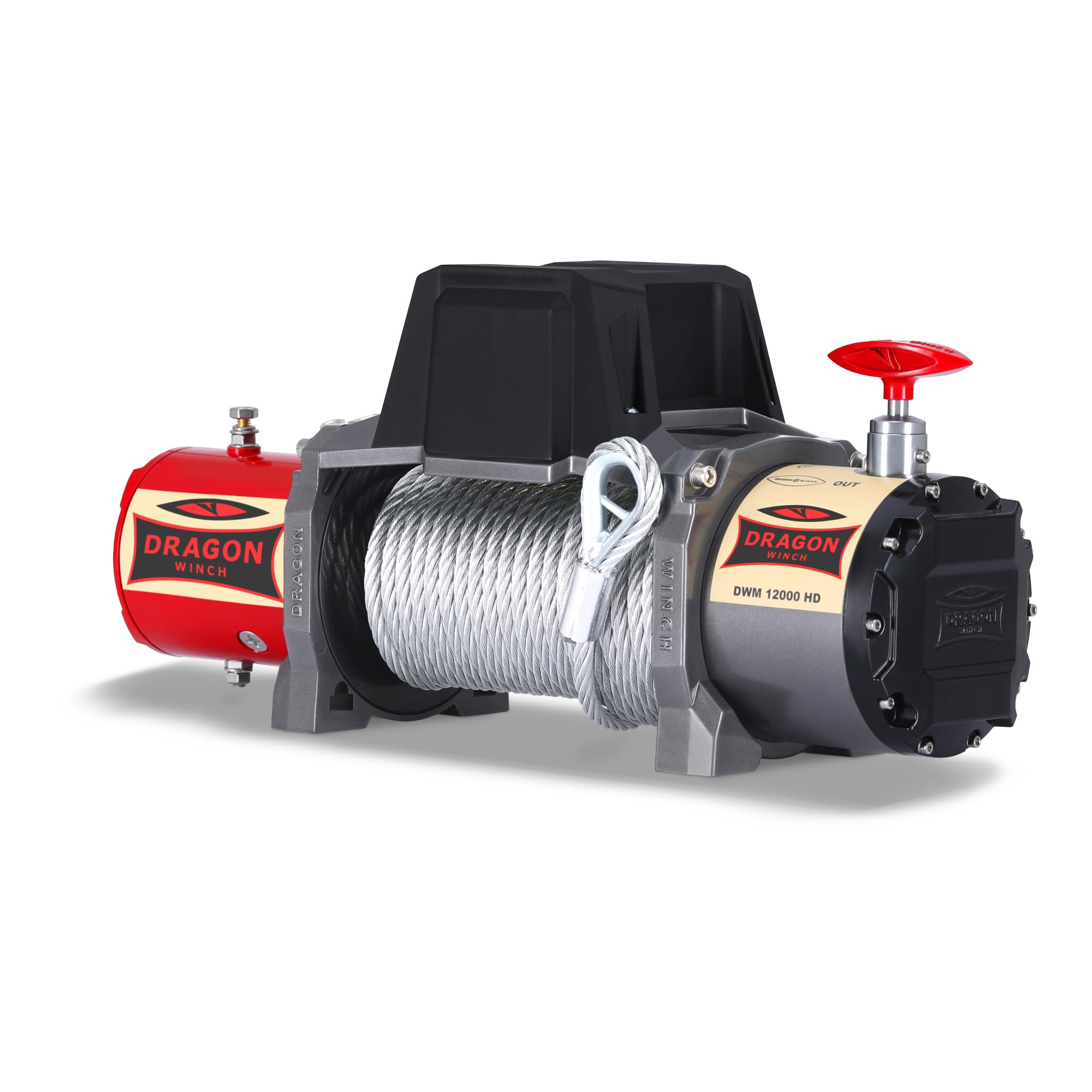 Dragon Winch Cabrestante eléctrico 12V Maverick 12000 lbs / 5443 kg con Cuerda de acero 20m Cabrestante para coche incluido control remoto inalámbrico + accesorios | Estanqueidad IP67