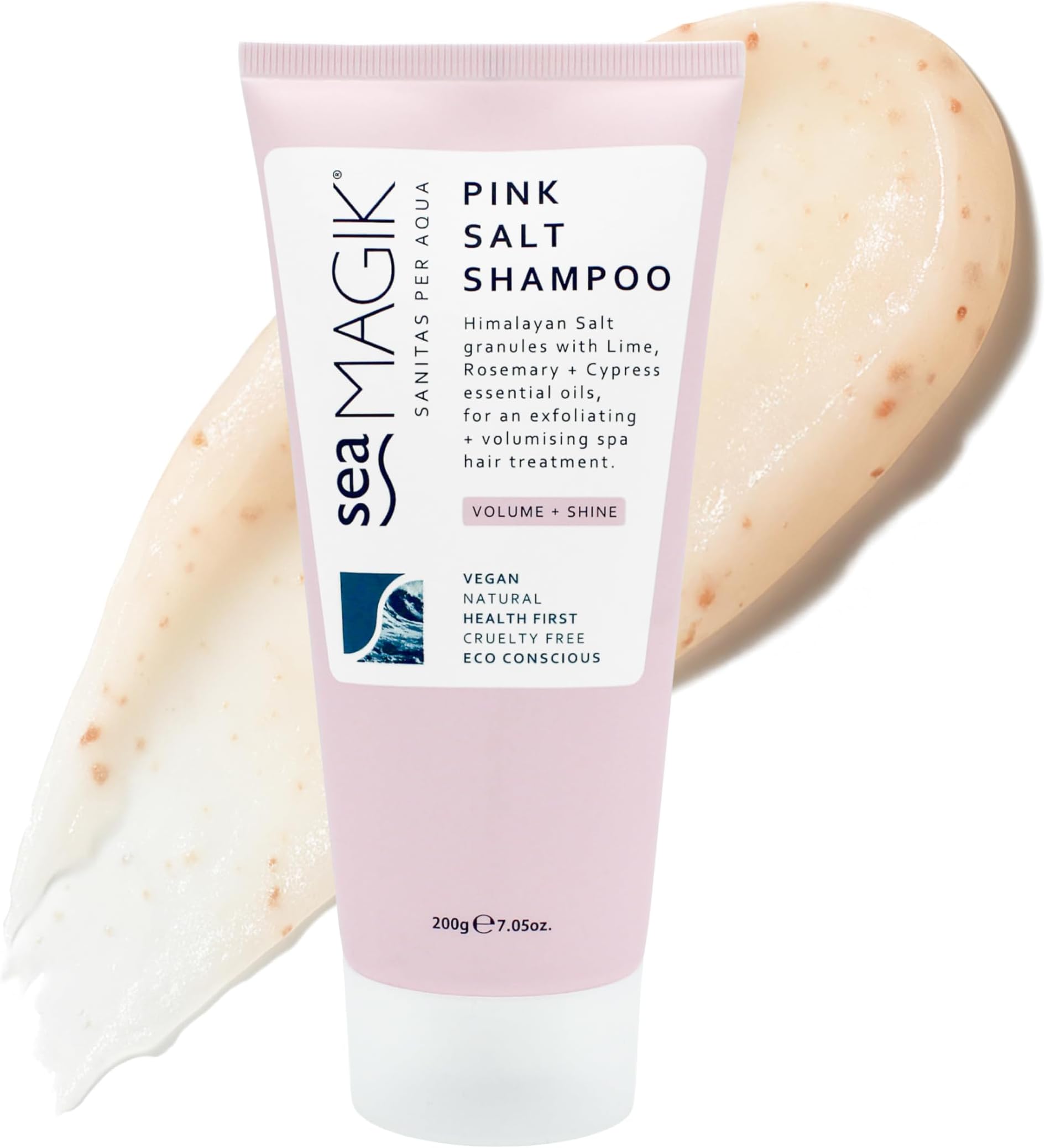 Himalayan Pink Salt Shampoo for Greasy Hair and Fine Hair, Natural Clarifying Shampoo, Exfoliating and Volumizing, with Strengthening Seaweed, Sulfate Free, Vegan, Cruelty Free (200g)