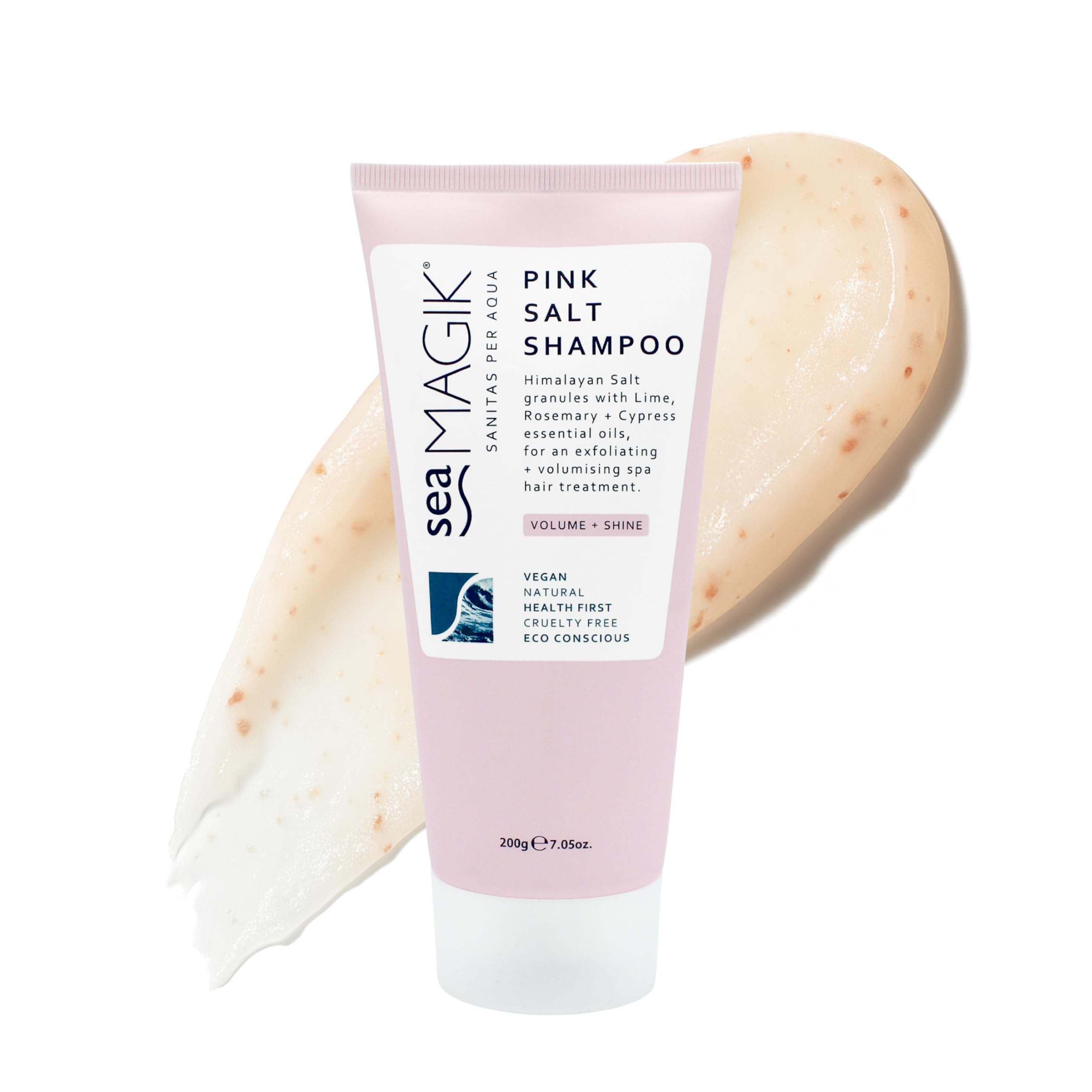 Pink Salt Shampoo with Mineral-Rich Himalayan and Dead Sea Salt Granules 7.05 oz/ 200g