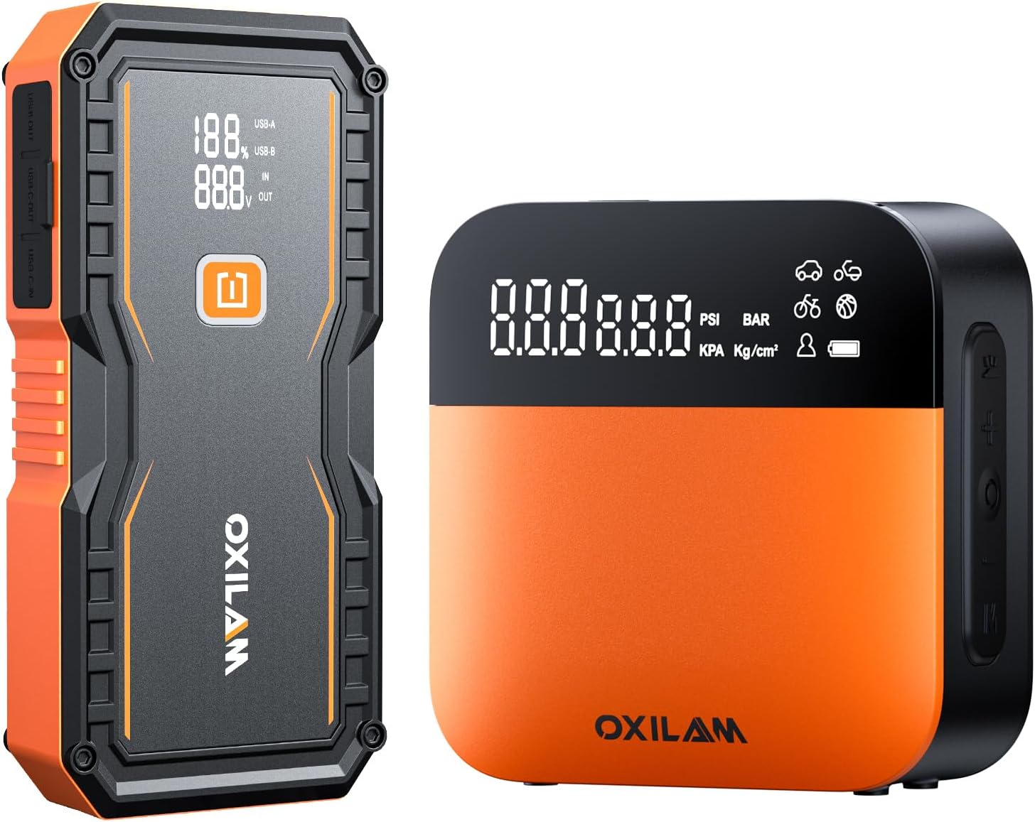 OXILAM Y5 10000A Jump Starter & C2 Tire Inflator Portable Air Compressor