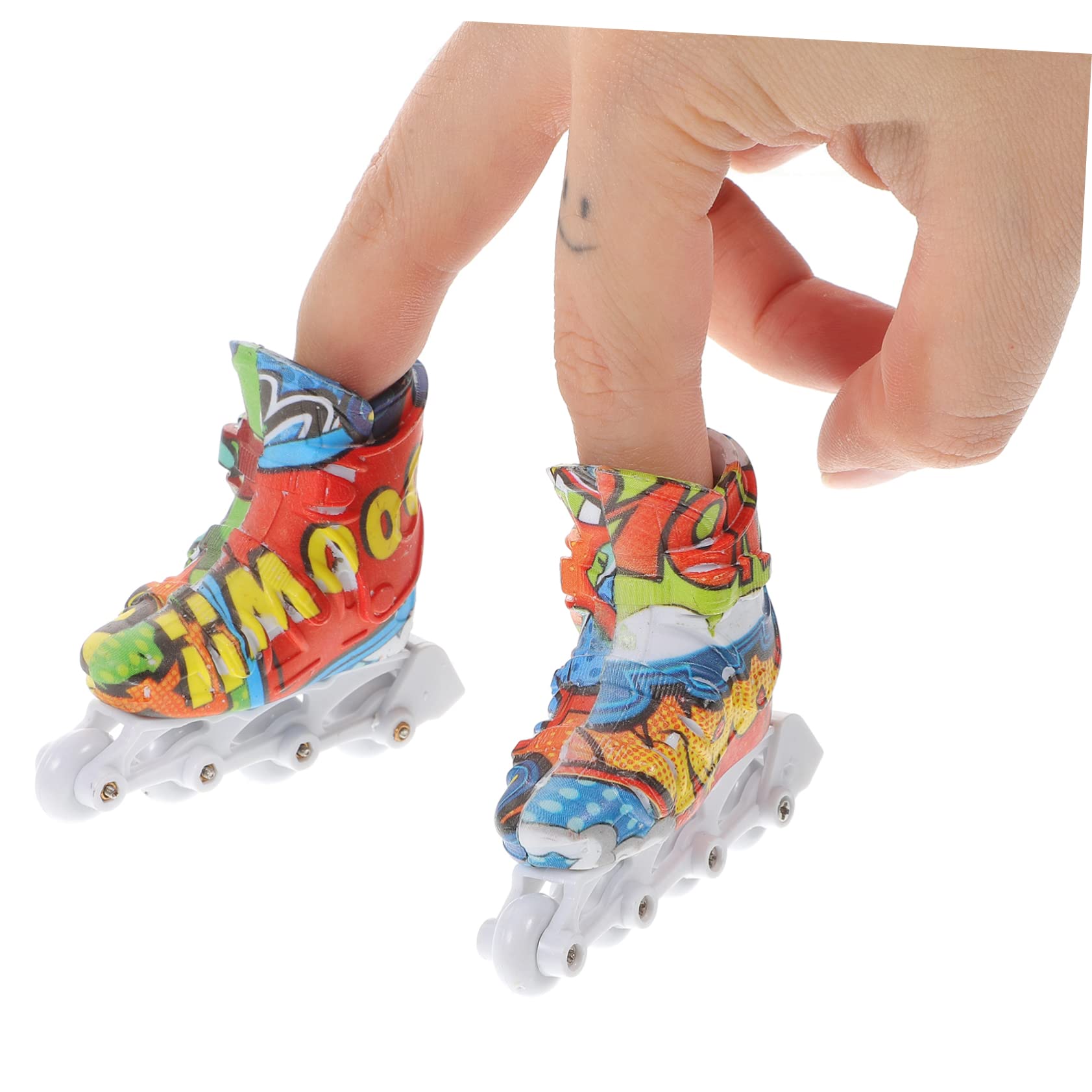 ifundom 2 Paar Fingerrollschuhe aus Kunststoff Realistisches Fingerskatel Spielzeug zur Fingerbeweglichkeit und Stressabbau Spielzeug für Schreibtisch Zufälliger Stil