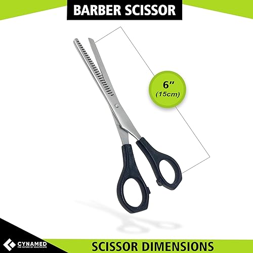 Miniatura 5 de Cynamed Tijeras profesionales de corte de pelo de peluquero de la serie Razor Edge - Tijeras de salón de acero inoxidable - Longitud total - Ajuste