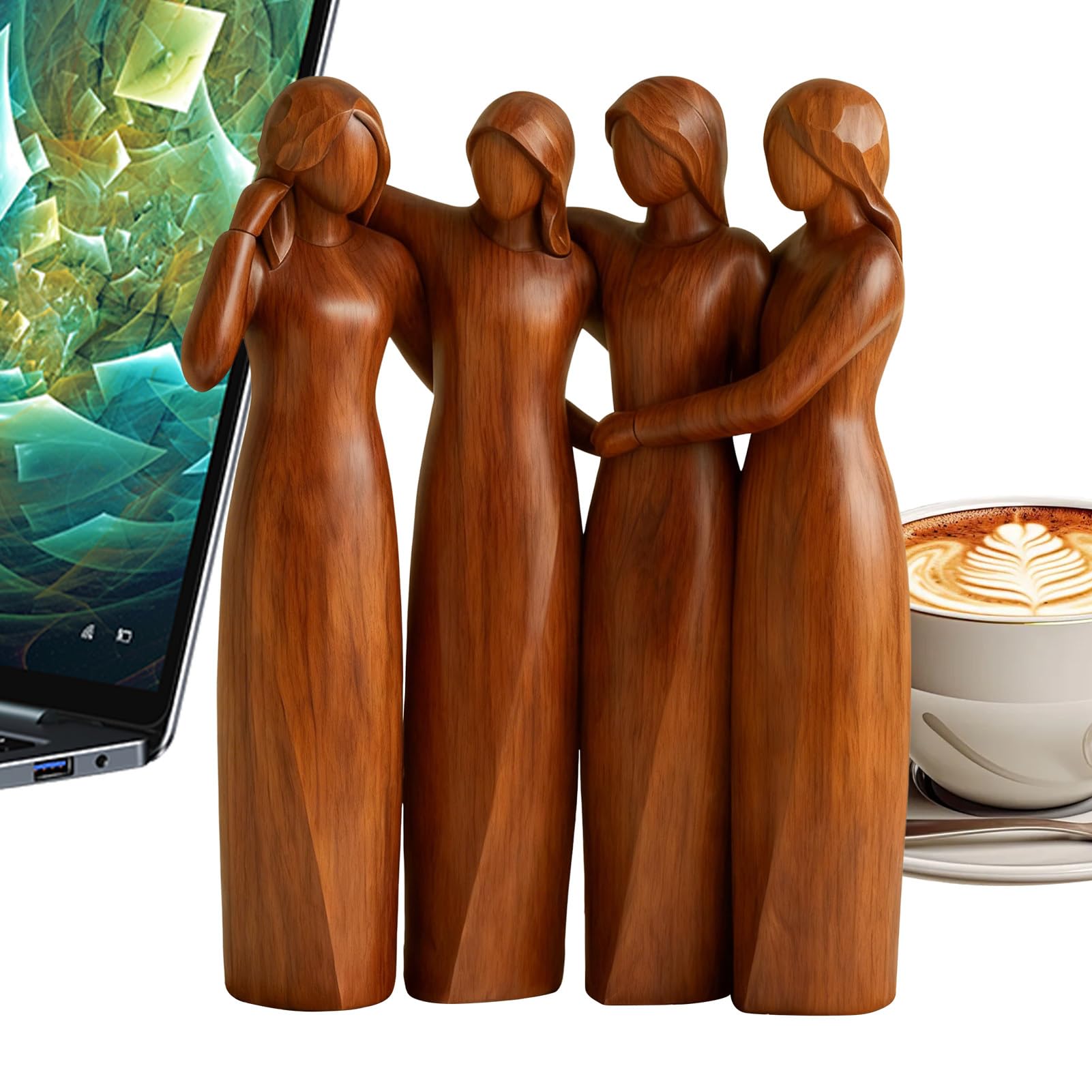 Sculpture féminine amitié en résine, le cadeau idéal pour décorer une table de chevet ou un bureau