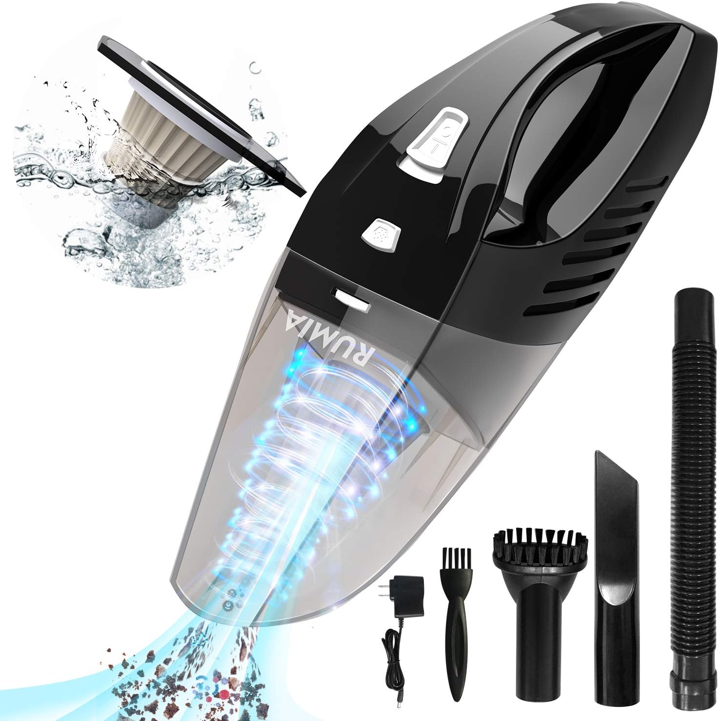 7000Pa Handheld Vacuum Cordless Cleaner,RUMIA Upgraded High Powerful Suction Vacuum Cleaner with Stainless Steel Filter,Portable Lightweight Mini Vacuum Cleaner for Home Car