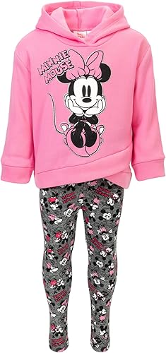 Vista 4 de Disney - Conjunto de sudadera con capucha y leggings de vellón de Minnie Mouse y Mickey Mouse para niños pequeños y grandes
