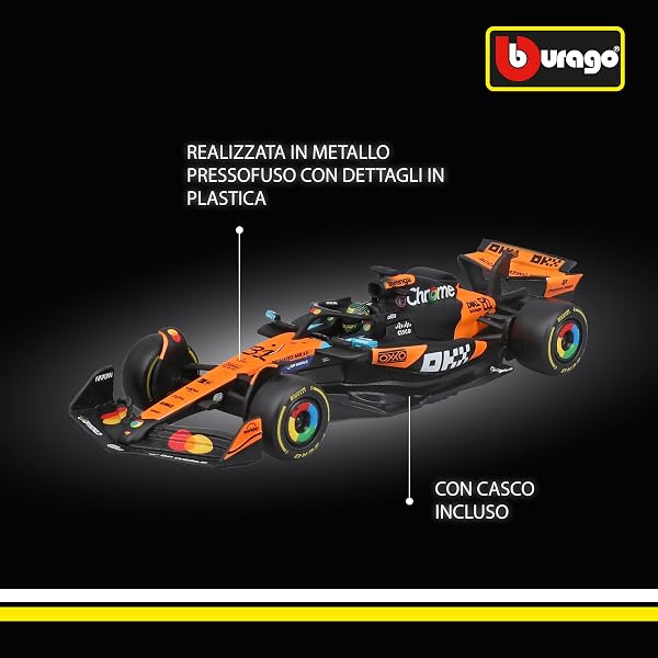 Bburago - McLaren F1 MCL39 2025#81 Piastri, Auto Diecast in Scala 1:43 con Teca Espositiva, Replica Dettagliata F1 McLaren, Basetta Inclusa, Licenza Ufficiale, Età Consigliata 14+ Anni - 5
