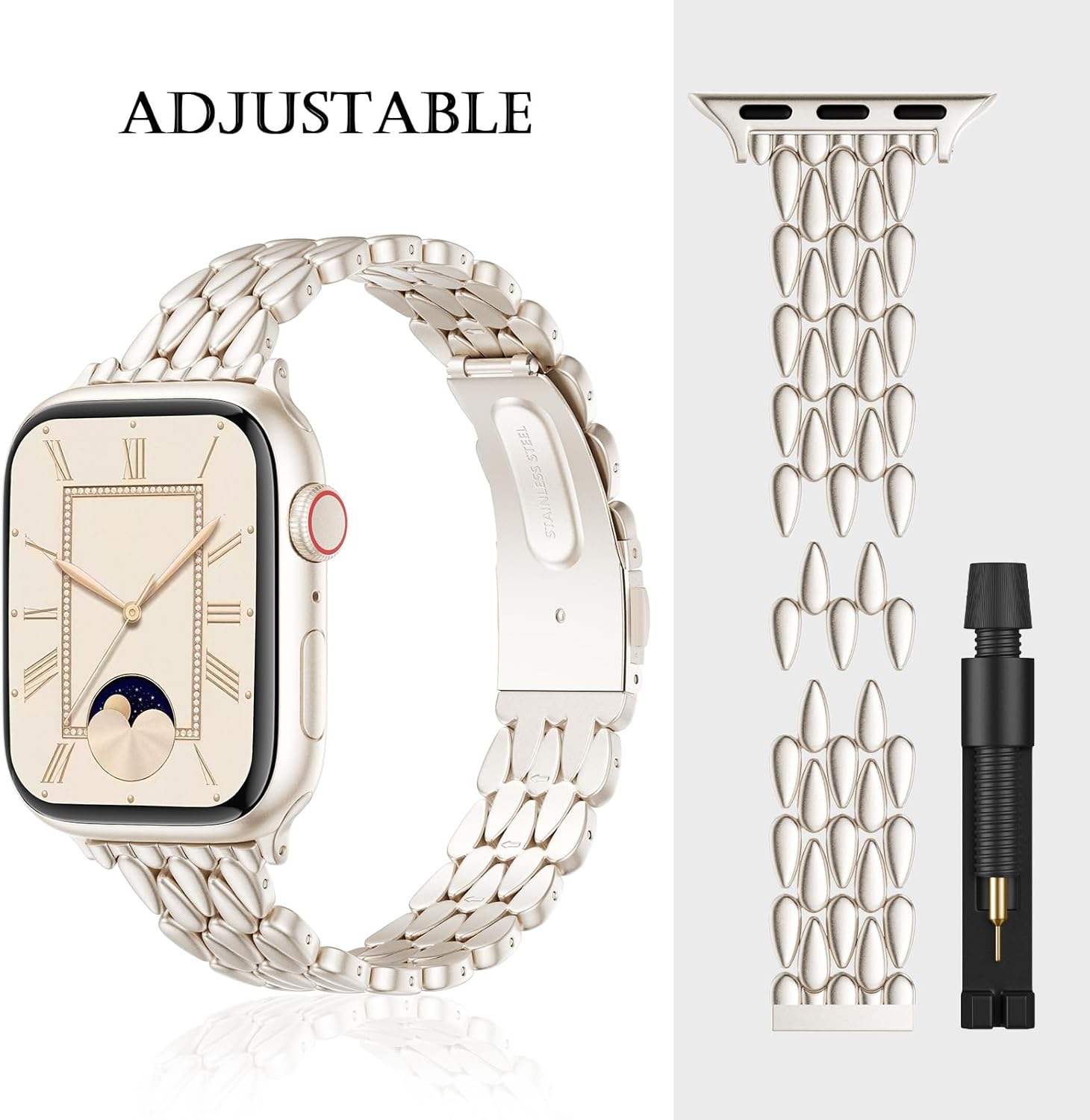 VISOOM Gold Iwatch Bands Compatible With Apple Watch Bands 38/40/41/42/44/45/46mm Women - Thin Metal Dressy Luxury Cute Designer Apple Watch Series 11 10 Se 9 8 7 6 5 4 3 2 1 Bracelet Bands for Women - Image 4