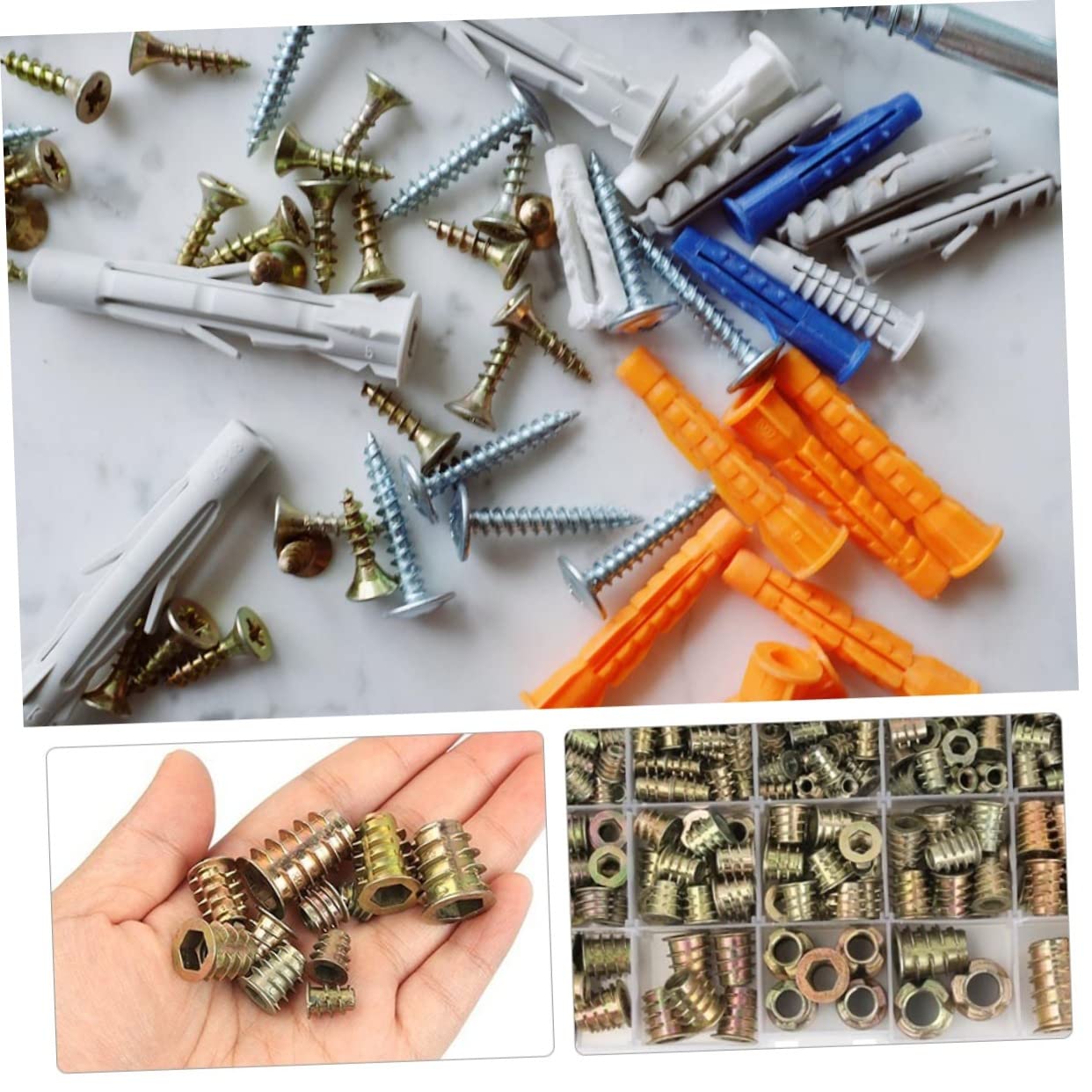 230pcs Color Plated T-Nuts Internal Threads Drive Insert Nuts for Easy Installation Solid Furniture