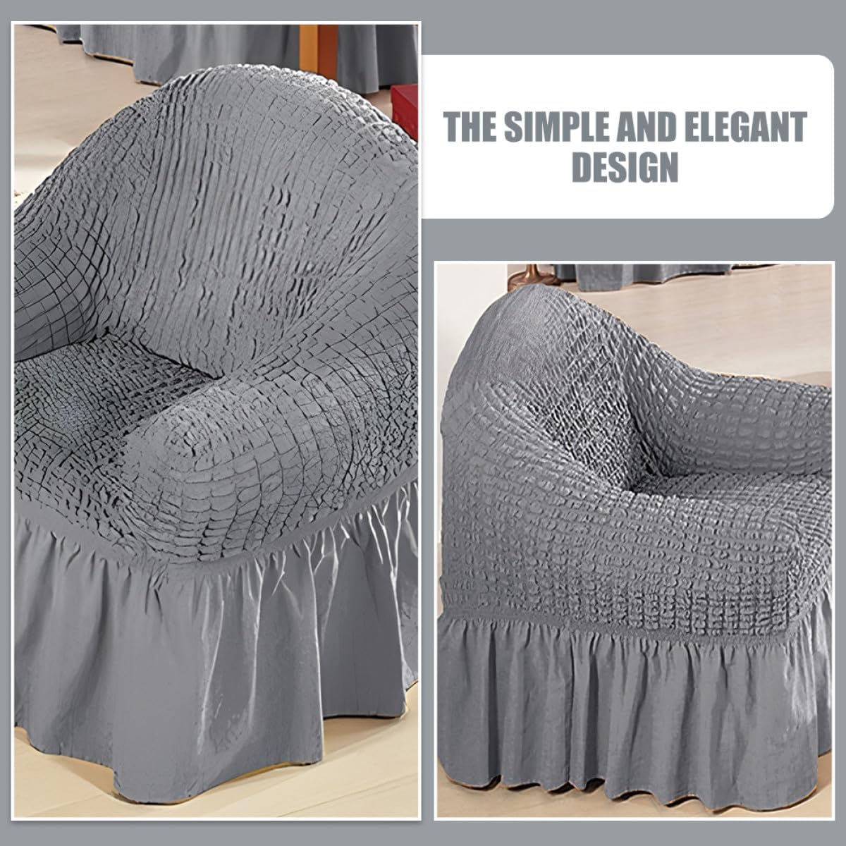 Cabilock Recliner Slipcover Small Recliner Chair Cover Stretch Fabric Sofa Protector with Skirt Elastic Fit for Indoor Use Gray