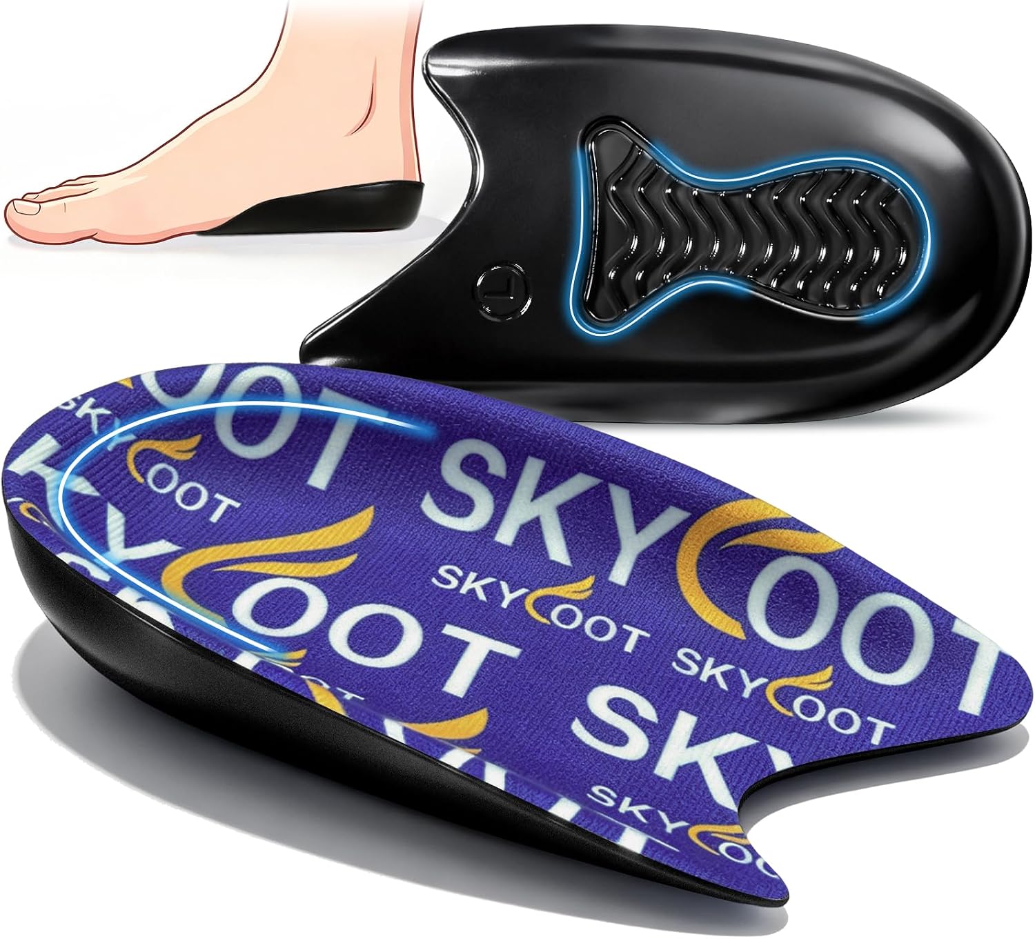 Skyfooot Achilles Tendonitis Relief Inserts, L (W's 9-13 / M's 8-13) | Heel Cups for Heel Pain Relief, Heel Cushions for Tendon Support & Bone Suprs, PU Foam for Shock Absorption, Women & Men