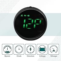 Vista 7 de X AUTOHAUX 2.4" redondo en forma de mini cabeza para arriba pantalla HUD Digital GPS velocímetro-pantalla verde