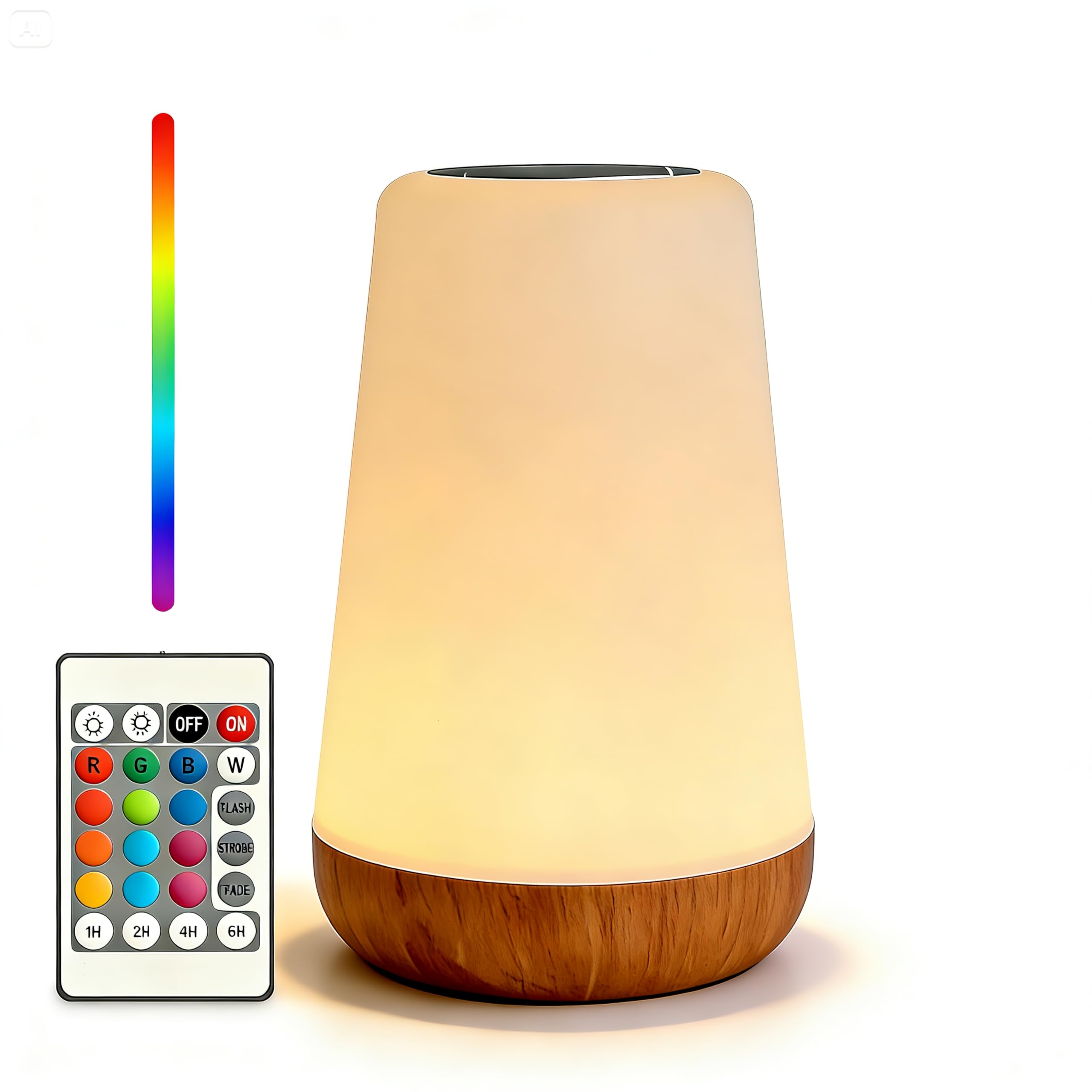 GlowLite 1, luz nocturna LED, lámpara de mesa que cambia de 13 colores con control remoto, control táctil, temporizador, 144 mm de altura, recargable, portátil para dormitorio, camping