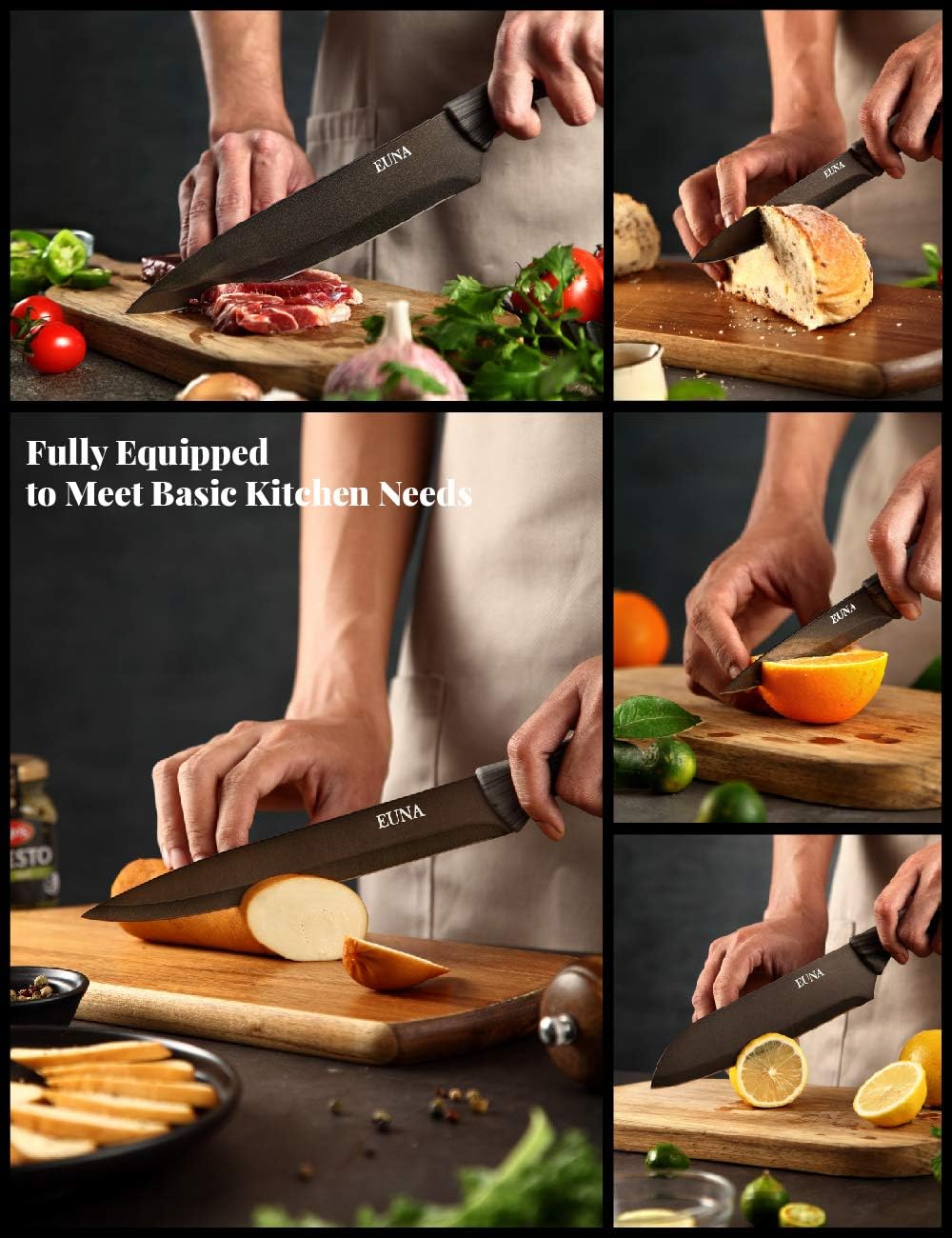 Get Special Price EUNA 5 PCS Kitchen Knife Boxed Set Ultra Sharp Japanese Knives with Sheaths and Gift Box Chefs Knives Set for Professional Multipurpose Cooking with PP Ergonomic Handle & Gray Texture Creative Product EUNA 5 PCS Kitchen Knife Boxed Set Ultra Sharp Japanese Knives with Sheaths and Gift Box Chefs Knives Set for Professional Multipurpose Cooking with PP Ergonomic Handle & Gray Texture