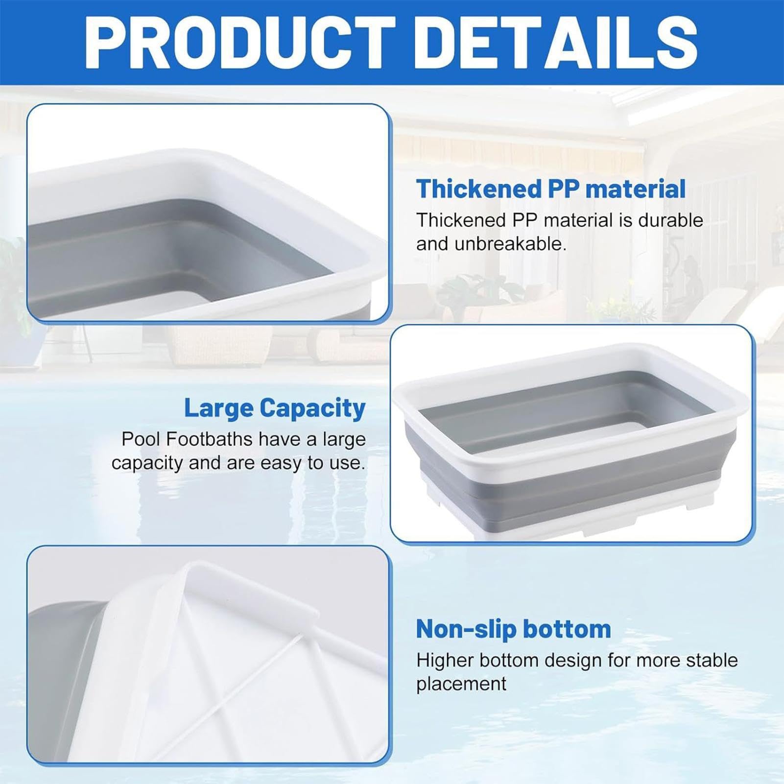 Bassin de trempage pour les pieds de piscine,Seau de Lavage des Pieds de Spa,Bassine de Bain de Pieds d'Entrée de Piscine - Pour La Piscine, Plage, Camping, Lac, Étang, Jardin, Arrière-Cour, Et Pelous
