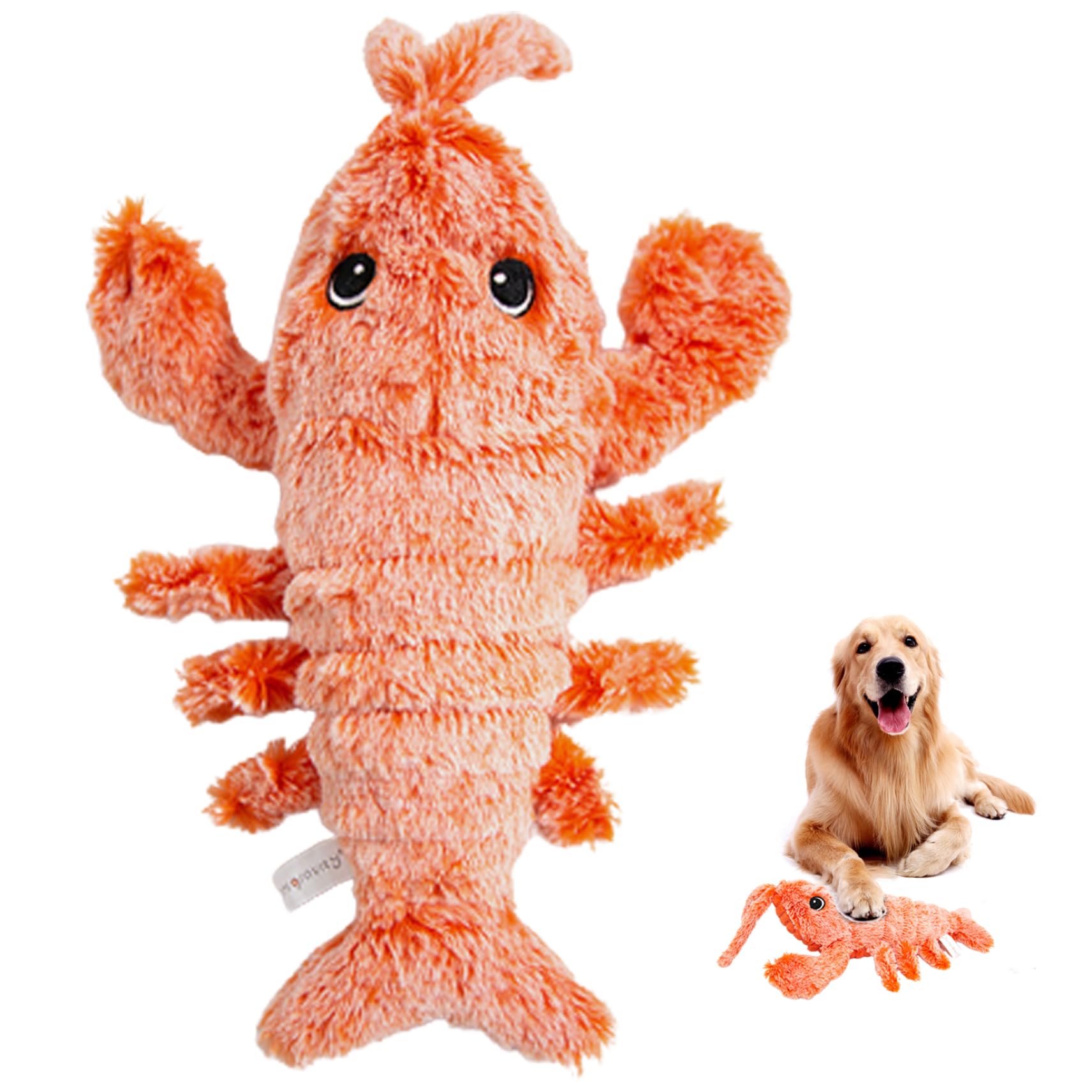 Budstfee Floppy Lobster Dog Toy, USB Charging Dog Chew Toy, Plush Simulation Jumping Lobster, Interactive Toys for Dogs Cats Pets (10.2x5.5x2.8inch)
