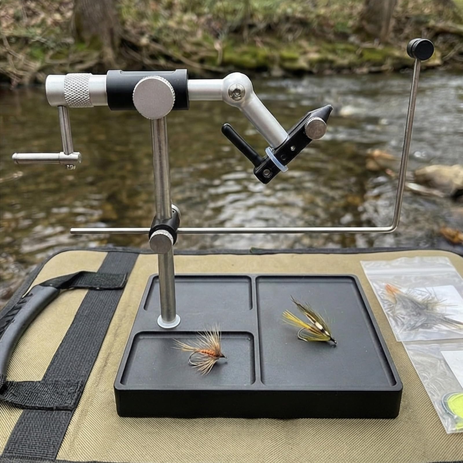 Station de fixation de mouche avec socle rotatif à 360° - Outil de fabrication de leurres de pêche - Étau rotatif avec base