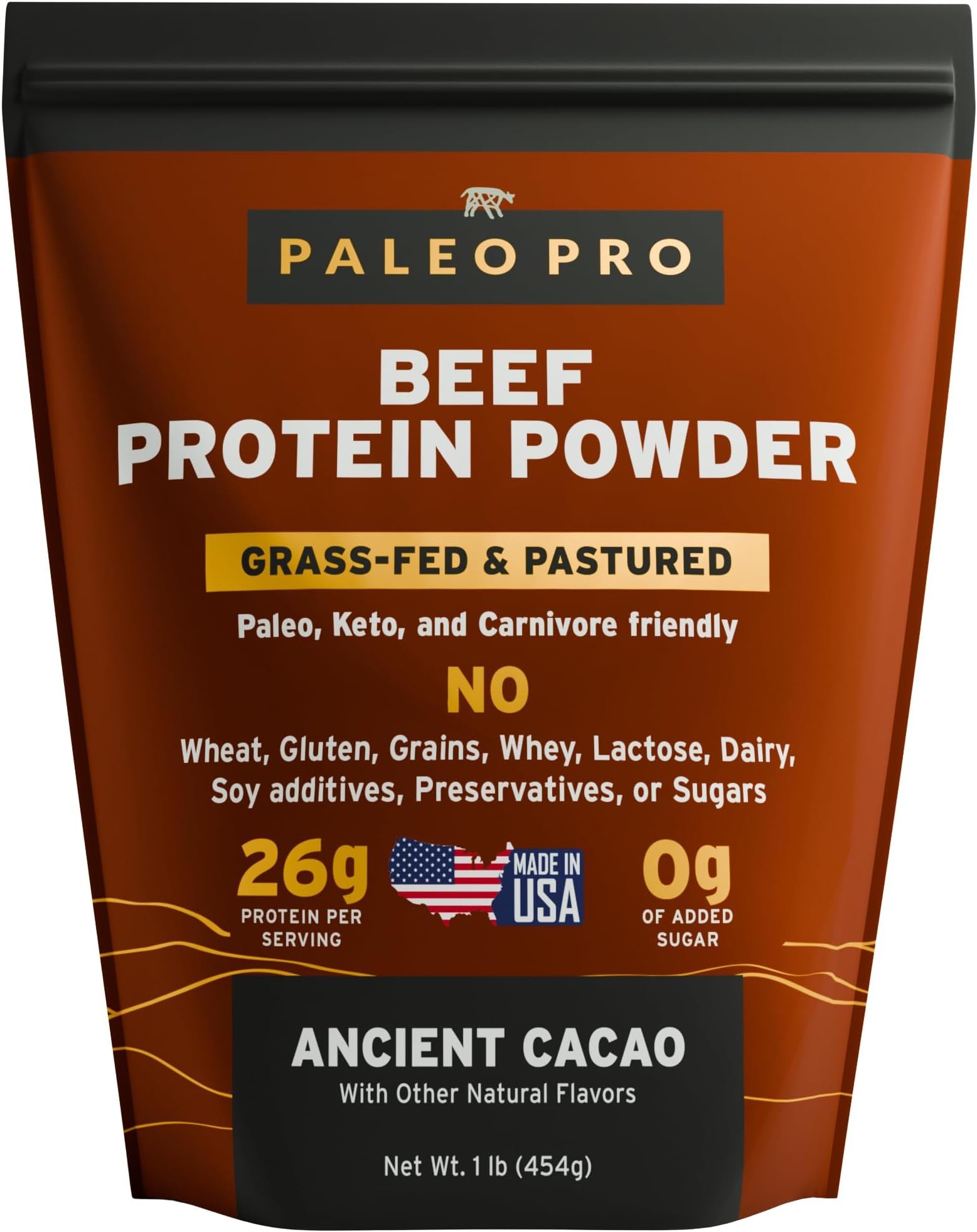 Beef Protein Powder - Grass Fed Protein Powder Isolate - Pure Animal Based Pastured & Cage-Free | Dairy & Gluten Free, Natural and Clean Proteins for Paleo & Keto - 15 Days Supply (Cacao)