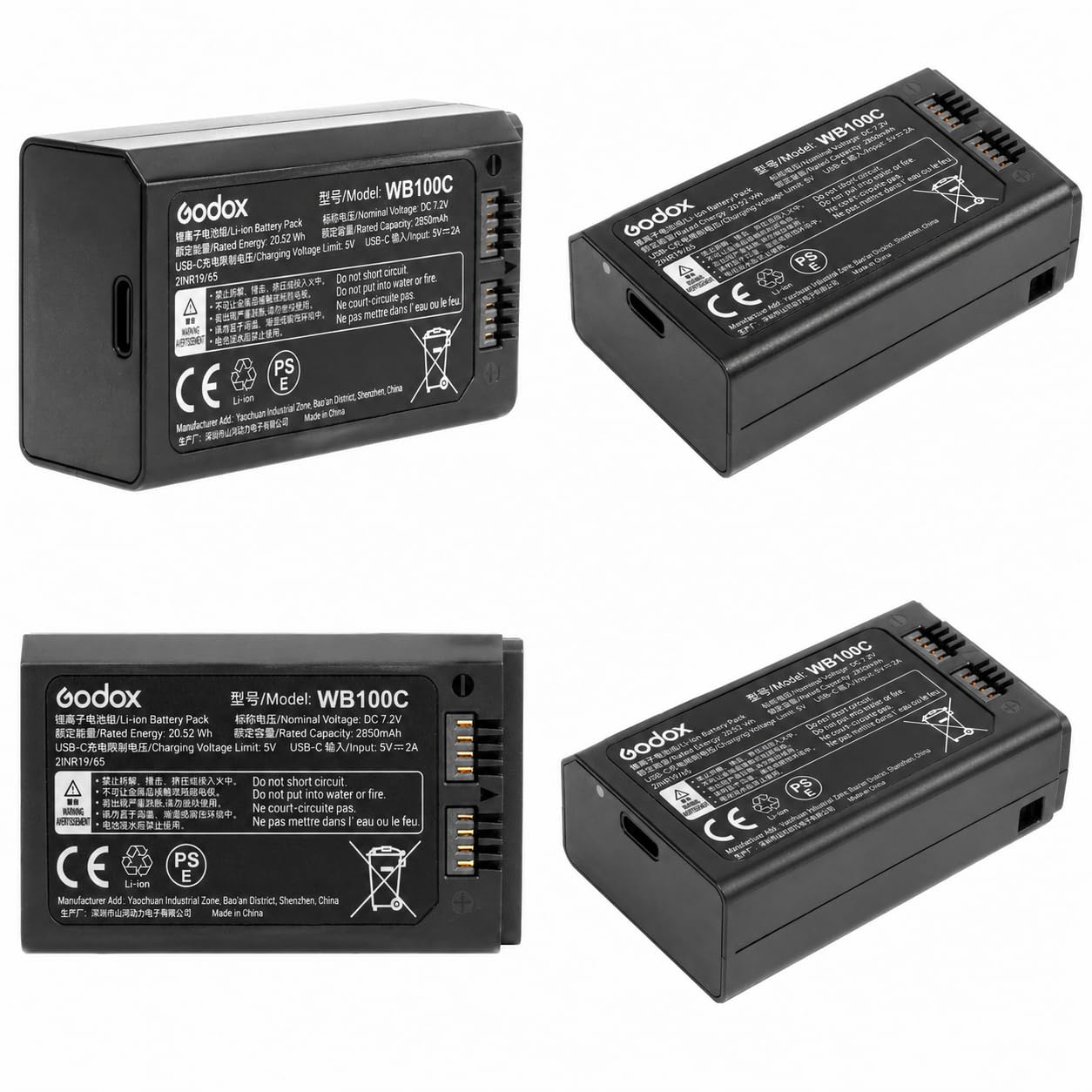 Godox WB100 C WB100C Batterie au lithium (7,2 V 2850 mAh)