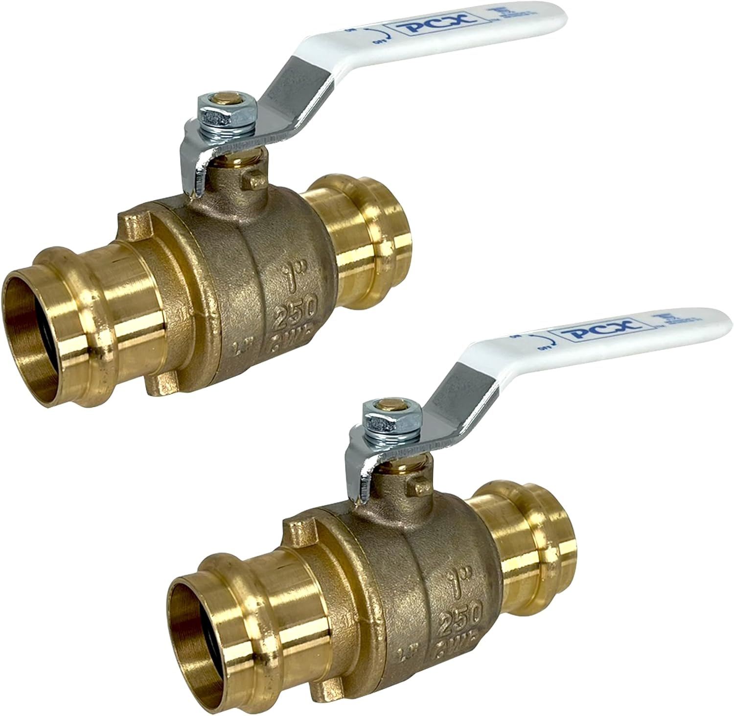 PROCURU 2-Pack 1-Inch Press Copper Ball Valve, Heavy Duty Brass Body, Full Port, LF Certified Safe (3BP100-2P)