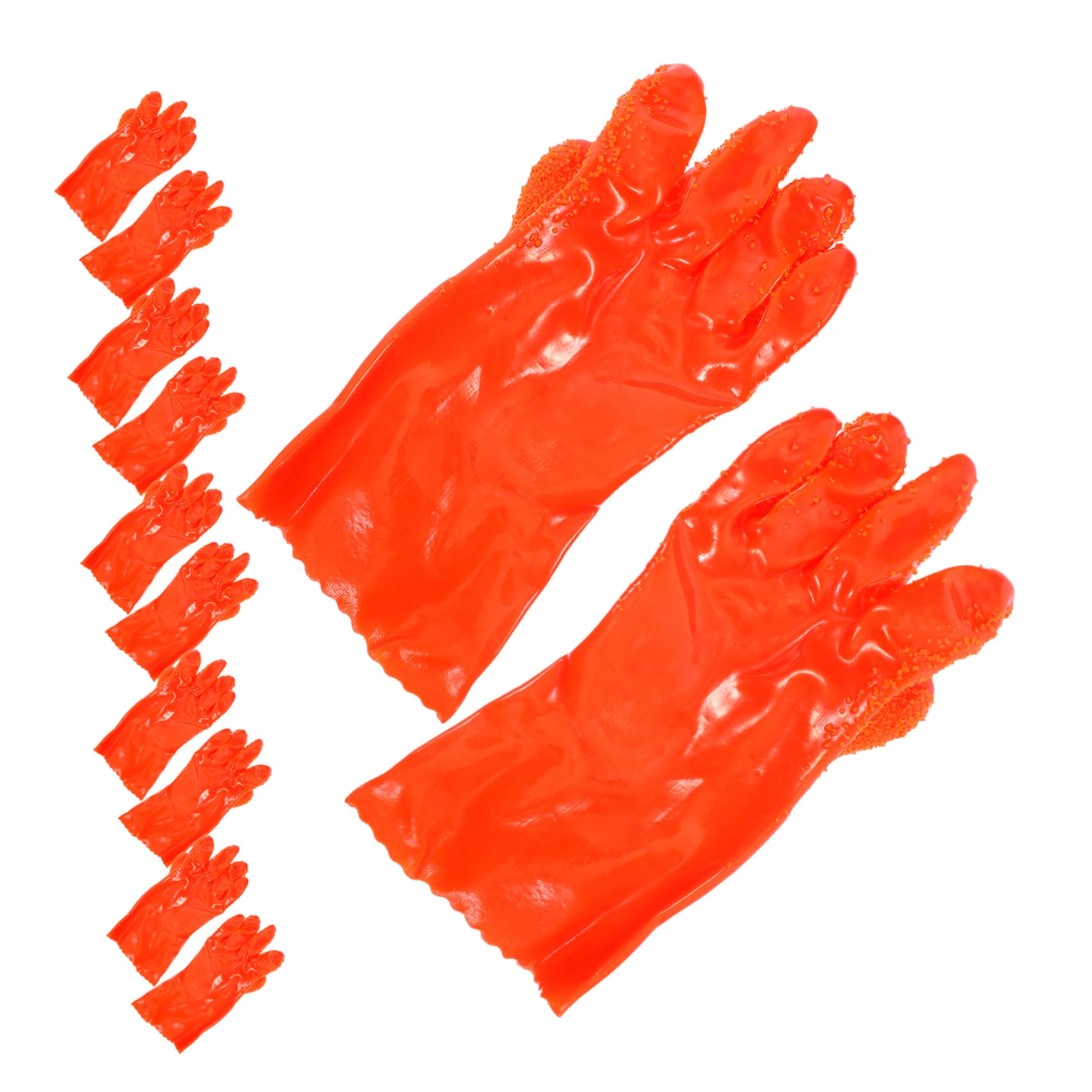 Tofficu 6 Pares de Guantes Largos Impermeables de Goma para Limpieza de Desagües y Fontanería, Resistentes Abrasión, Antideslizantes para Uso Industrial y Doméstico