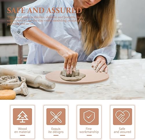 Miniatura 8 de Rueda de cerámica redonda de tablero de fibra de madera, murciélagos, tabla de cuña de arcilla de 9.8 in, tabla de secado de arte de cerámica,