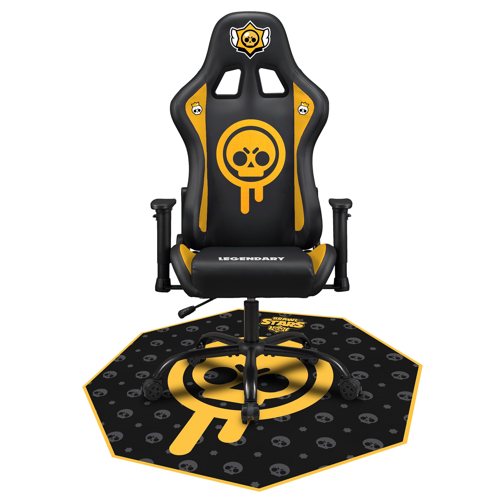 Tapis de Sol Gamer Brawl Stars Noir et Jaune, 100x100 cm, Protection Sol et Antidérapant - SUBSONIC | Licence Officielle. Tapis de protection de Sol et Parquet pour Chambre Gamer et Tapis de Chaise de Bureau – Facile à Nettoyer