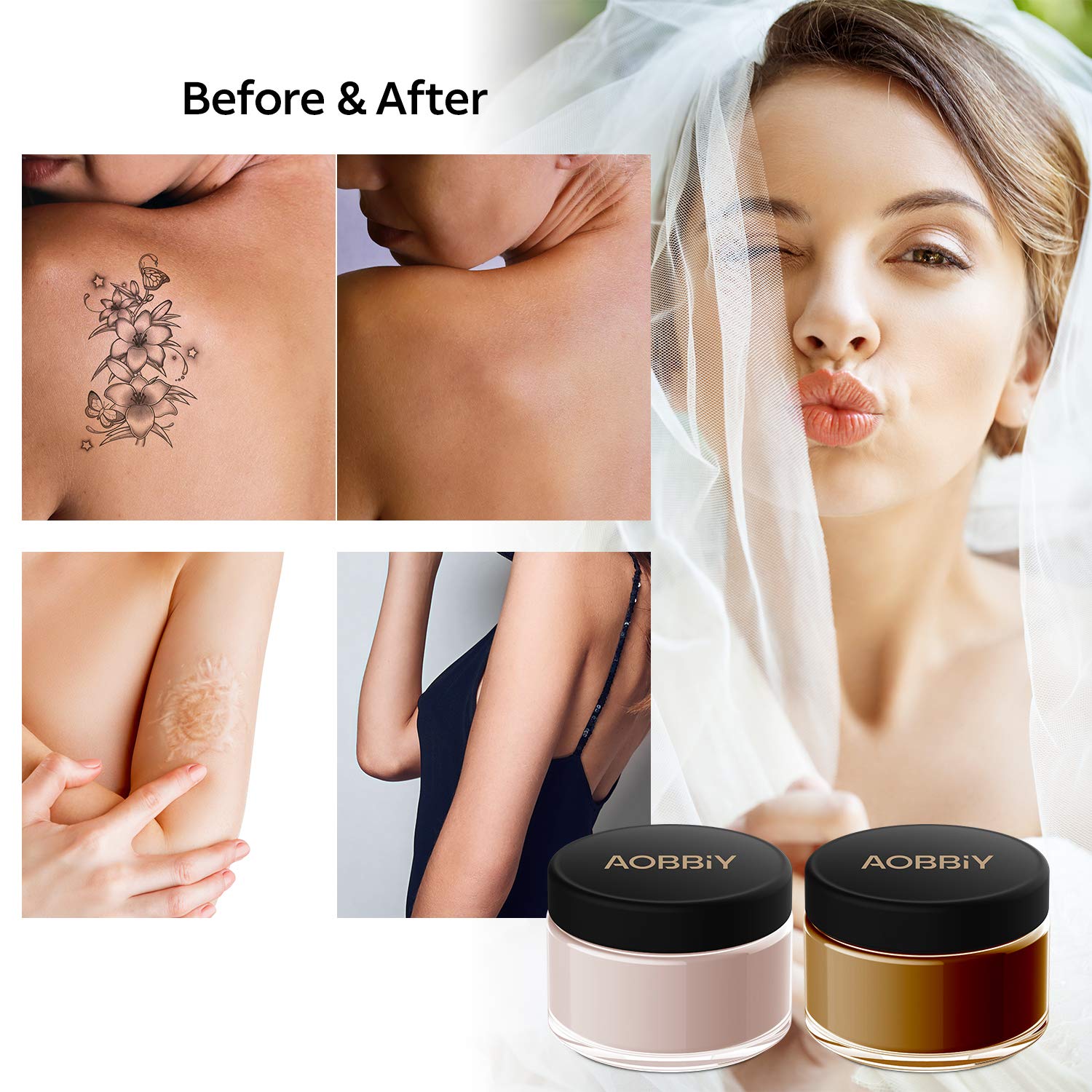AOBBIY Waterproof Tattoo Concealer, Up-Version Tattoo Concealer Makeup. For Dark Spots, Scars, Vitiligo, And More. Skin Concealer for Men and Women. 30 G. : Everything Else