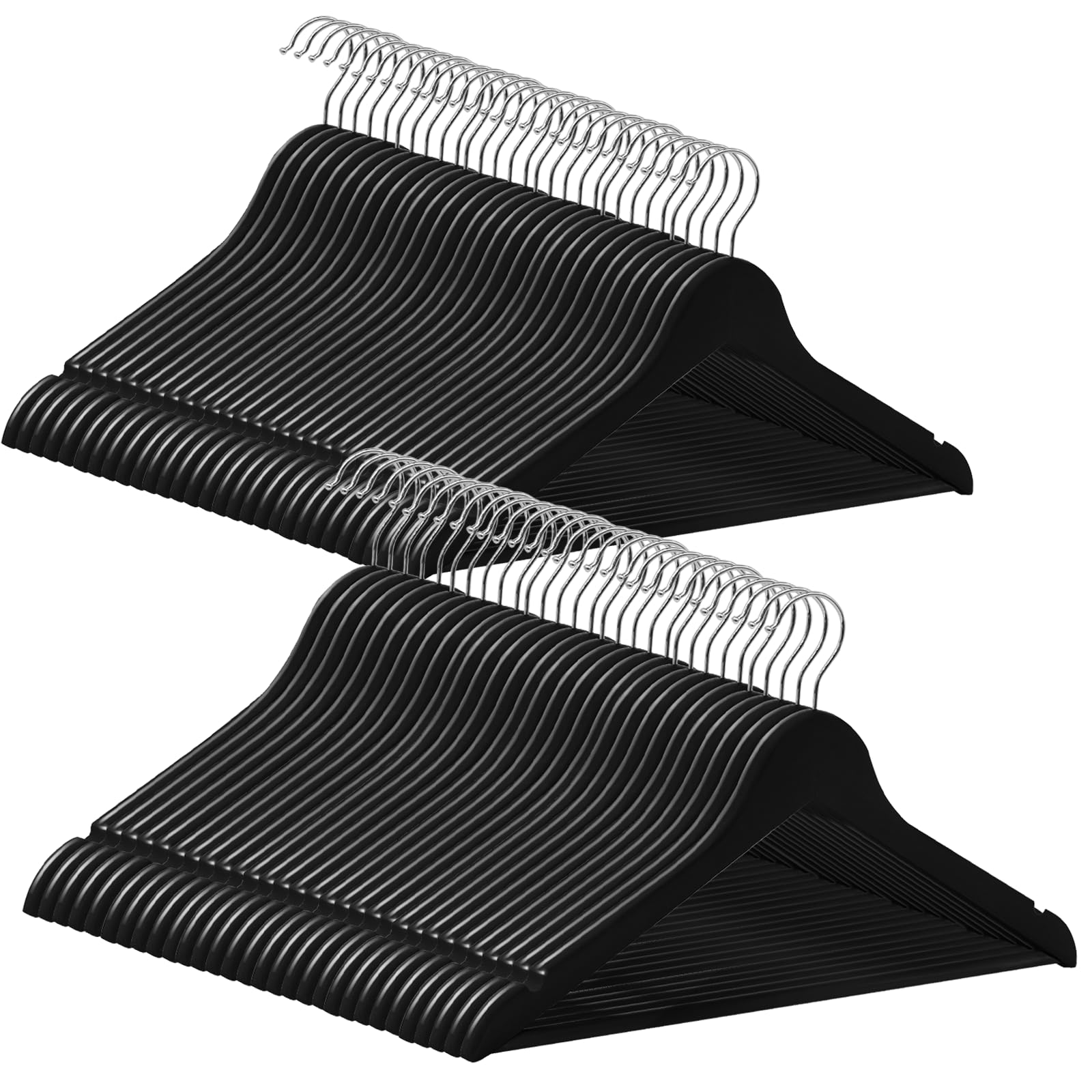 Cintres en bois ABHENG lot de 60 noirs avec crochet pivotant