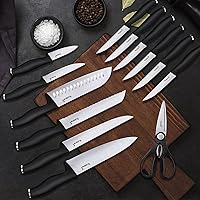 Vista 6 de Kuisine Kitchen Chef Knife Block Set,High Carbon Stainless Steel Sharp Knife Set with Built-in Sharpener,Elegant Gift(Black,15pcs)