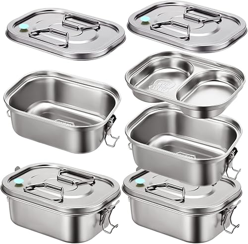 Miniatura 8 de Caja Bento de metal de 2 piezas para adultos, lonchera de metal de acero inoxidable, recipientes Bento a prueba de fugas, contenedor de almuerzo de