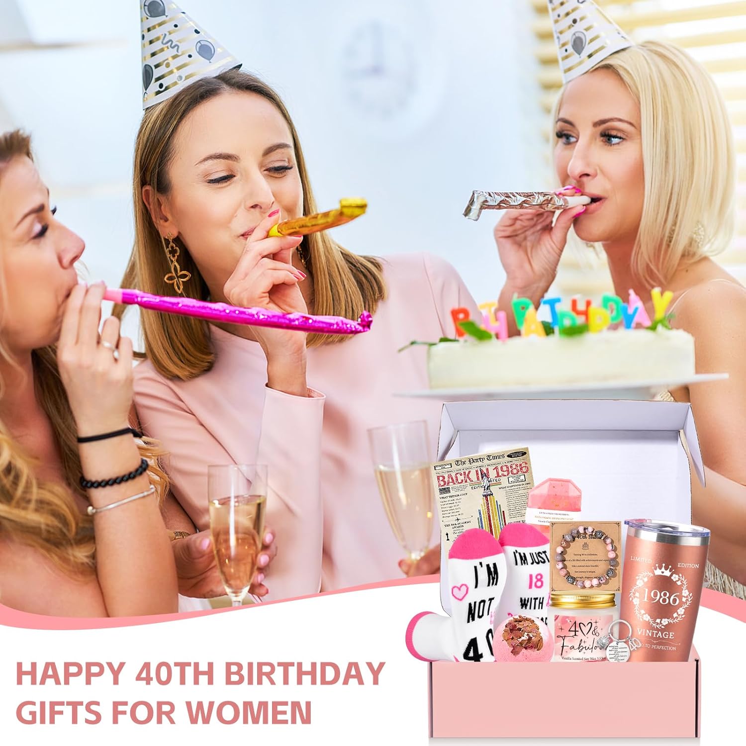 40th Birthday Gifts for Women, 40s and Fabulous Vintage 1986 Birthday Gift for Woman, Gift Ideas for 40 Year Old Woman, Female 40th Bday Decorations Present - Image 8