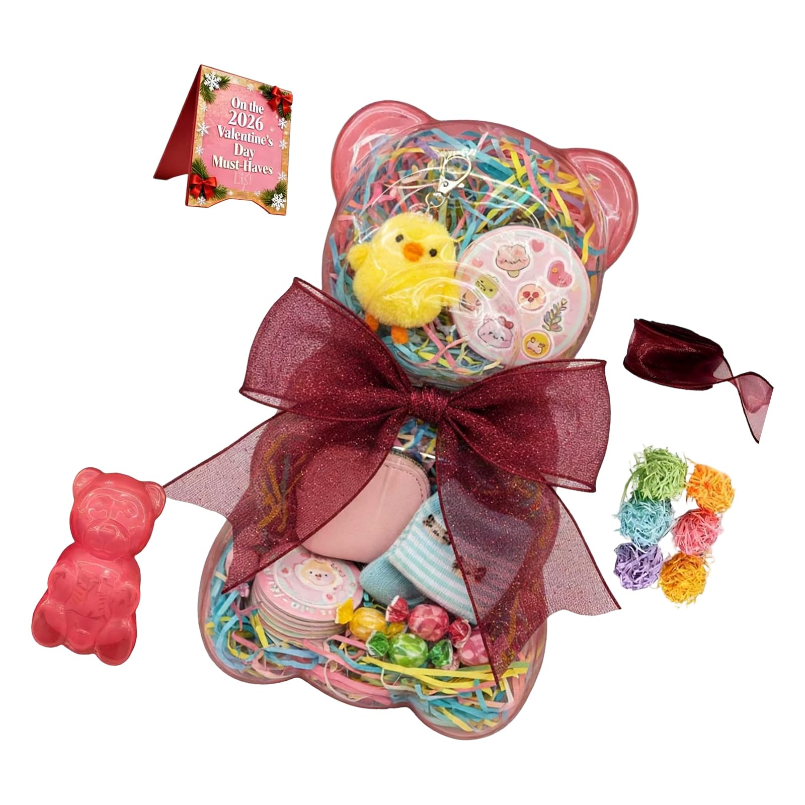 ZEPFJHE Themed Box with Delicate Ribbon Gift Box Dispenser Clear Bear Bowknot Candy Container for Birthday Party Party Candy Container