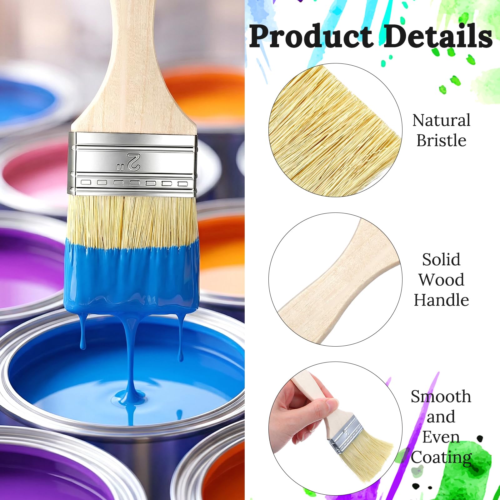 Juego de 120 pinceles de 5 cm, para pintura, barniz, pegamento, epoxi, manualidades, madera, paredes y muebles