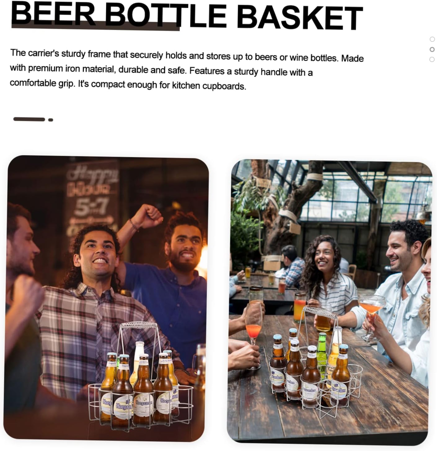 1pc Beer Bottle Rack Carrier Sturdy Holder for Bottles Non-Skid Handle Convenient Storage for Parties Bbqs and Outdoor Events