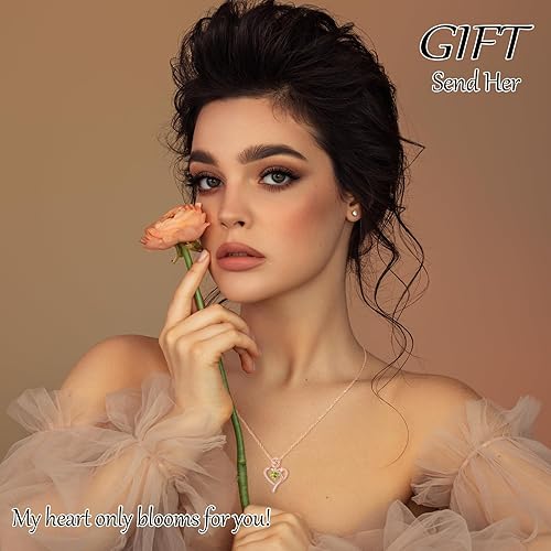 Miniatura 2 de Meeshi Collar de corazón de rosa para mujer, regalos de cumpleaños, collares de aniversario para esposa, regalo de joyería para mamá, cumpleaños,