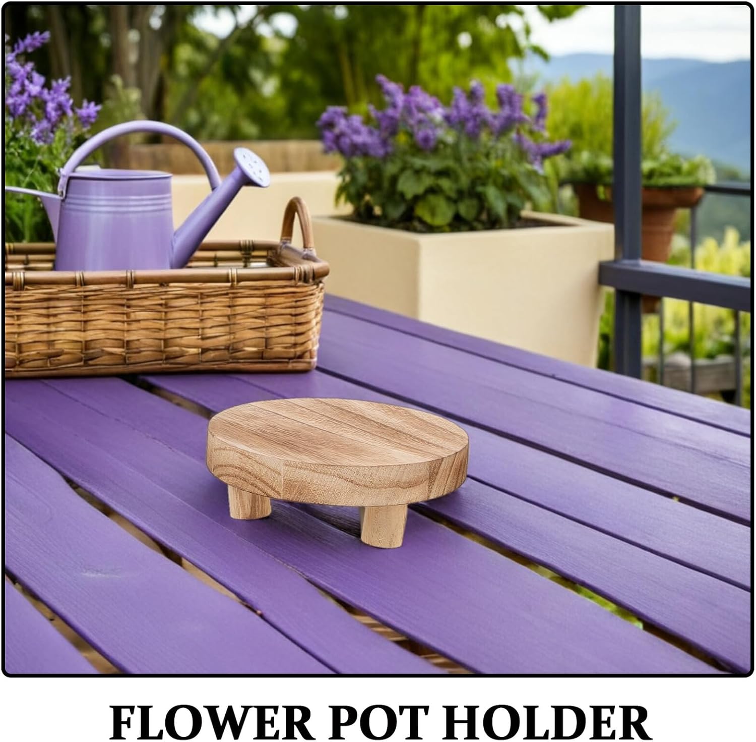 TIDTALEO 3pcs Solid Wood round Plant Stand Pedestal Riser for Indoor Flower Pots Farmhouse Wooden Display Base Holder