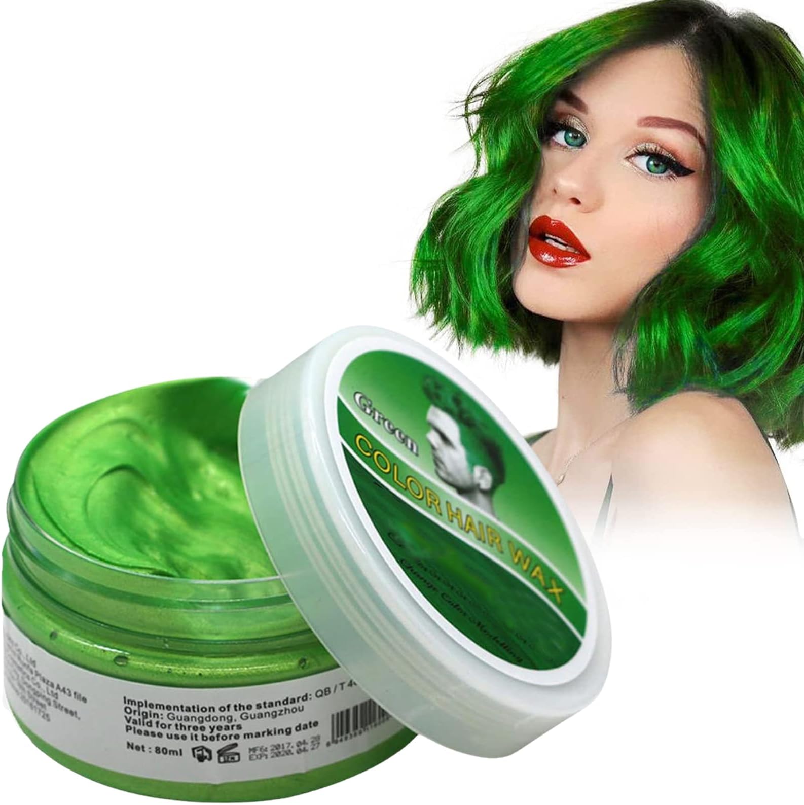 DMQ Temporary Hair Wax Colour, Green Hair Spray Temporary, Green Hair Dye, Green Hair Wax Hair Style Dye Mud, Hair Spray Colour for Kids, Wash Out Easily for Men Women Instant Styling 100g