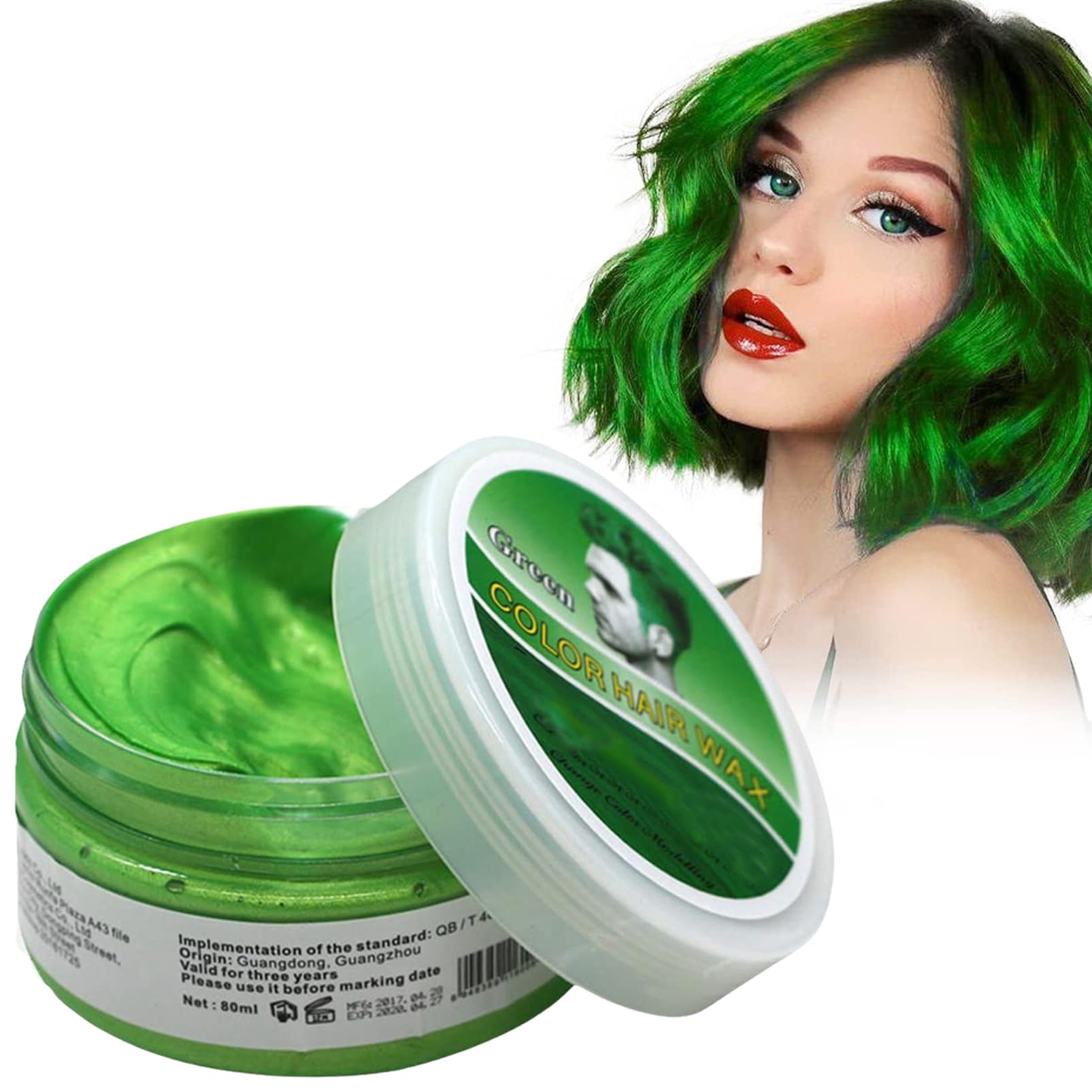 Temporary Hair Wax Colour, Green Hair Spray Temporary, Green Hair Dye, Green Hair Wax Hair Style Dye Mud, Hair Spray Colour for Kids, Wash Out Easily for Men Women Instant Styling 100g