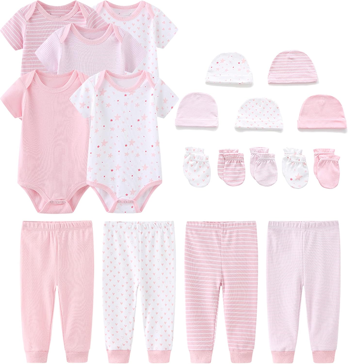 Chamie Newborn Short Sleeve Baby Bodysuit Baby Clothes set 19-Pack for Boys and Girls